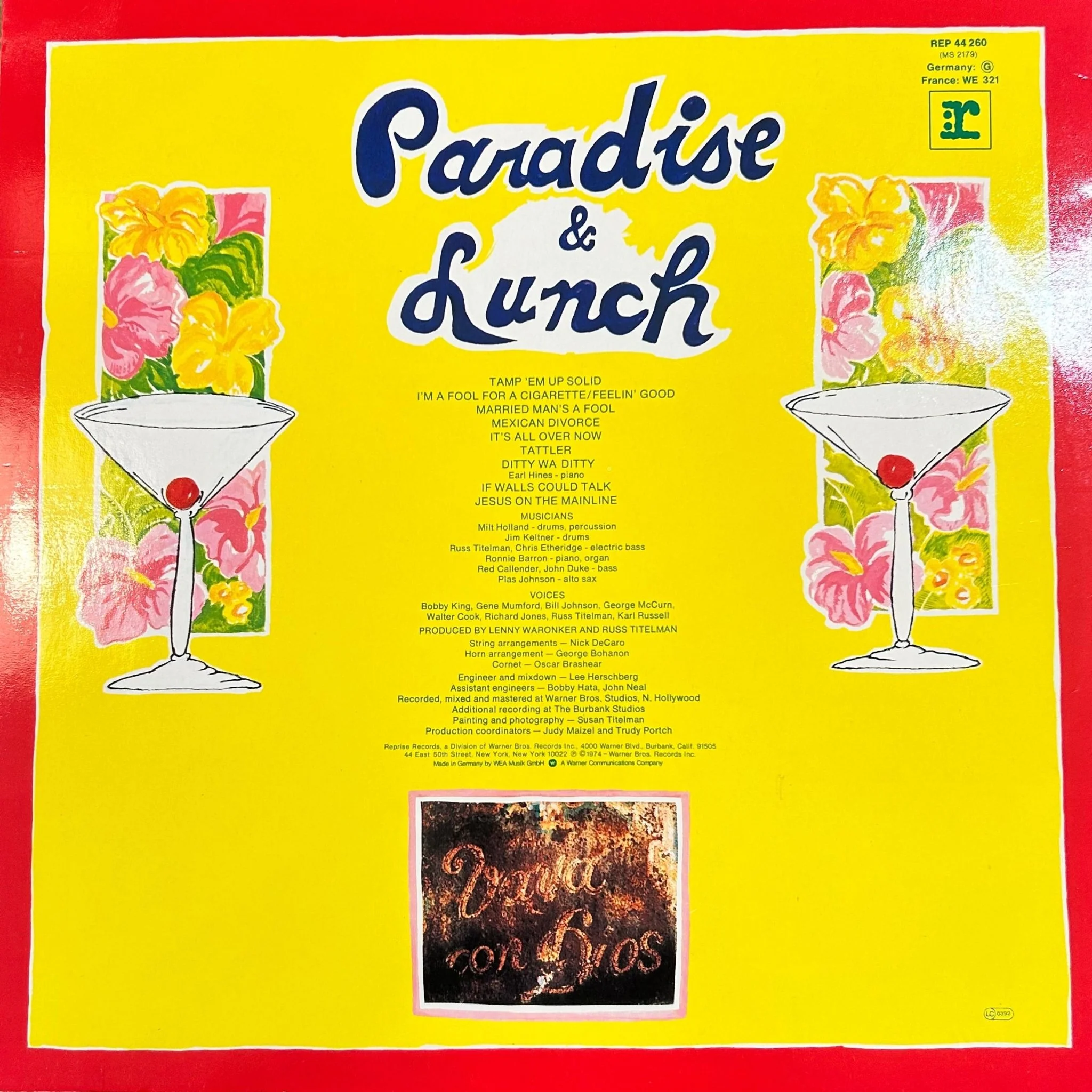 LP Ry Cooder ‎– Paradise And Lunch 2ª Mano - Image 2