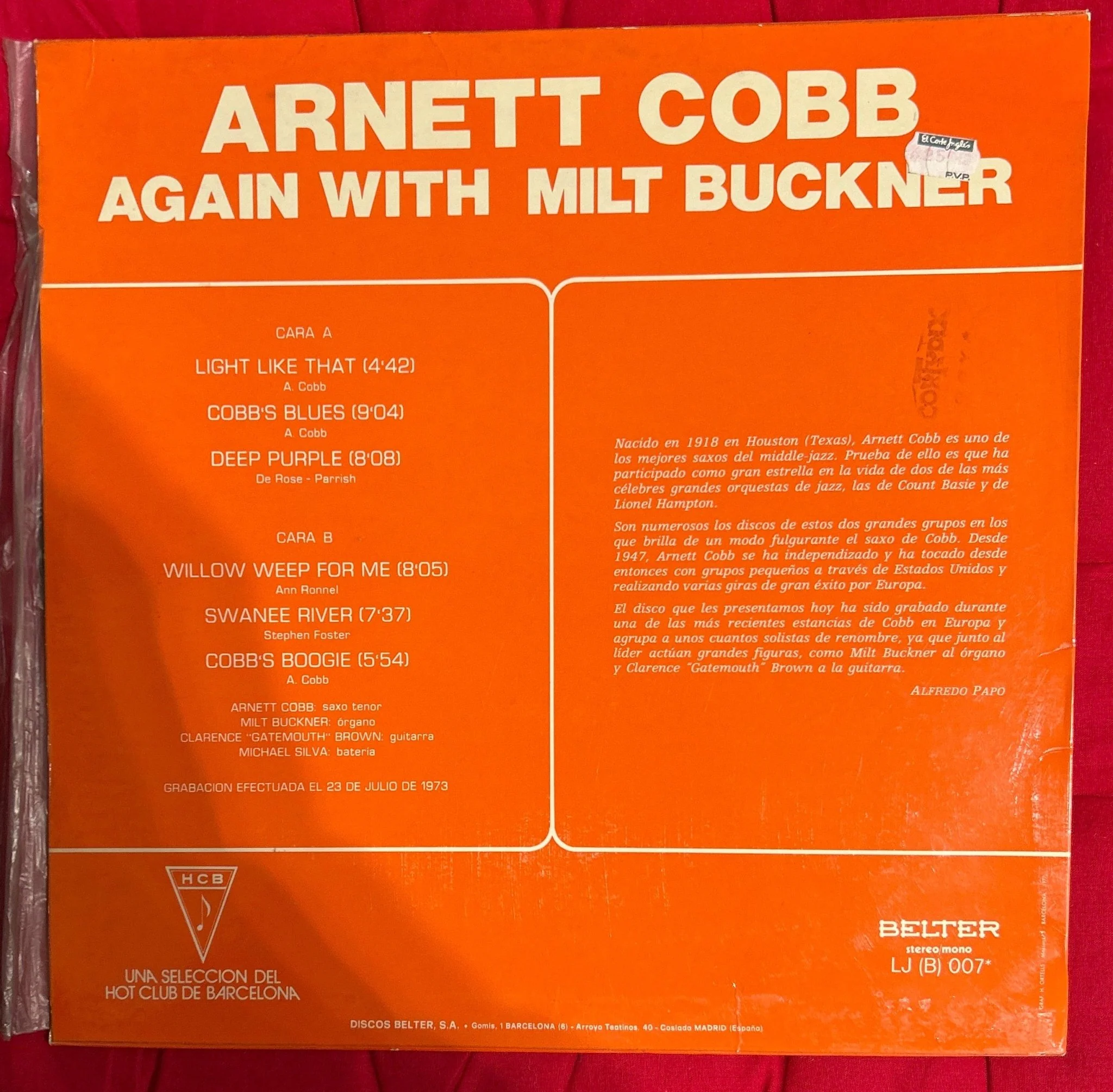 LP Arnett Cobb ‎– Again With Milt Buckner 2ª Mano - Image 2