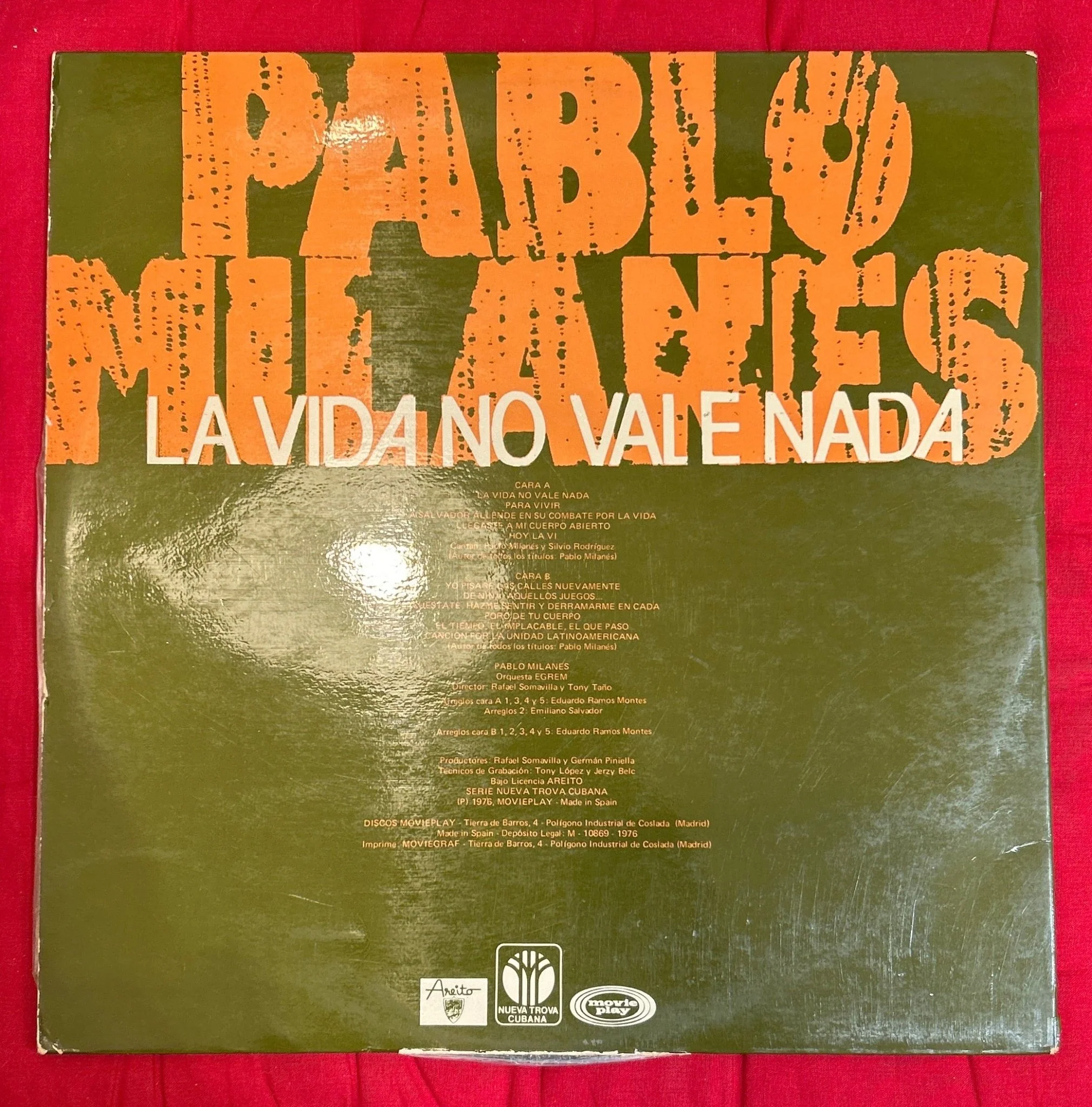 LP Pablo Milanes ‎– La Vida No Vale Nada 2ª Mano - Image 2