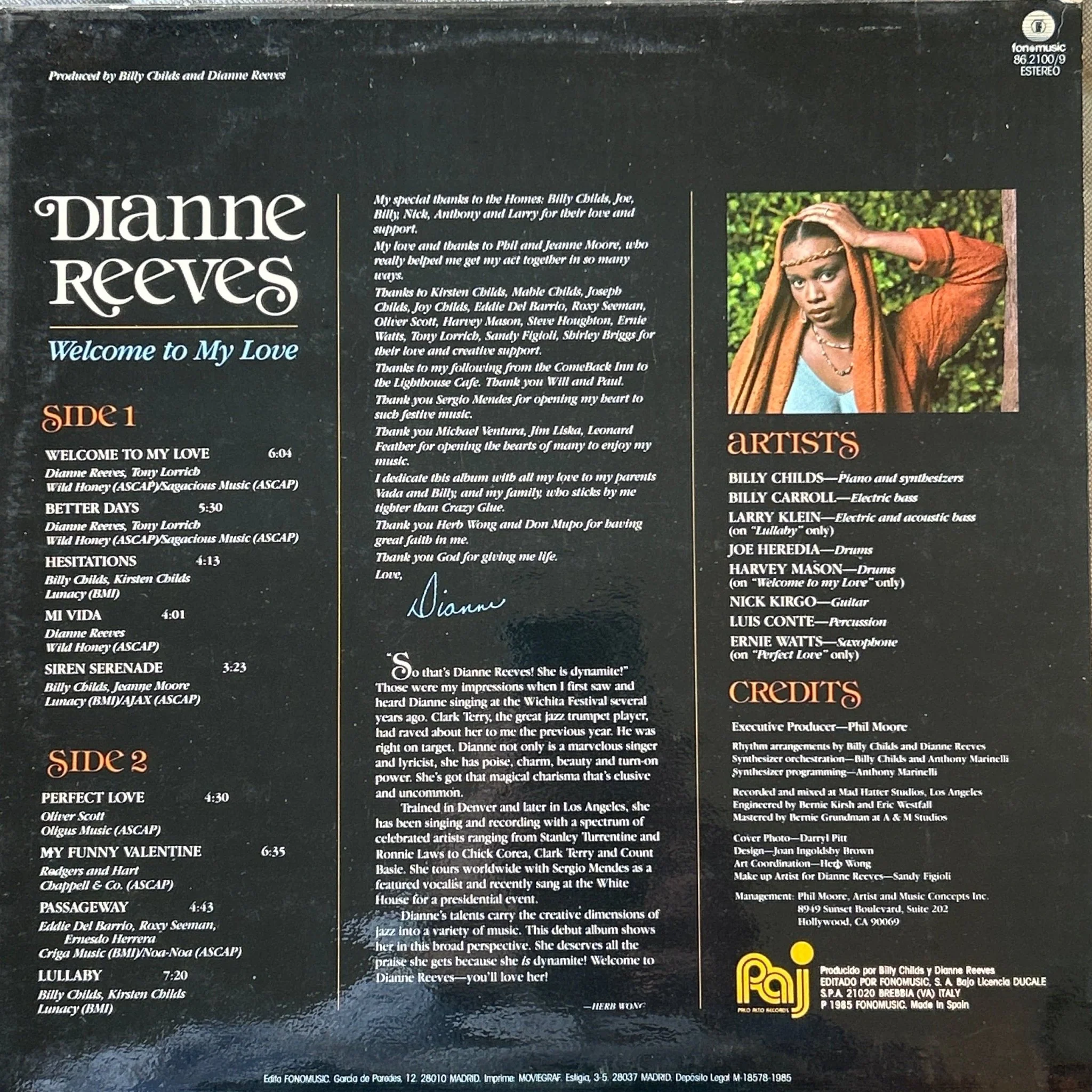 LP Dianne Reeves ‎– Welcome To My Love 2ª Mano - Image 2