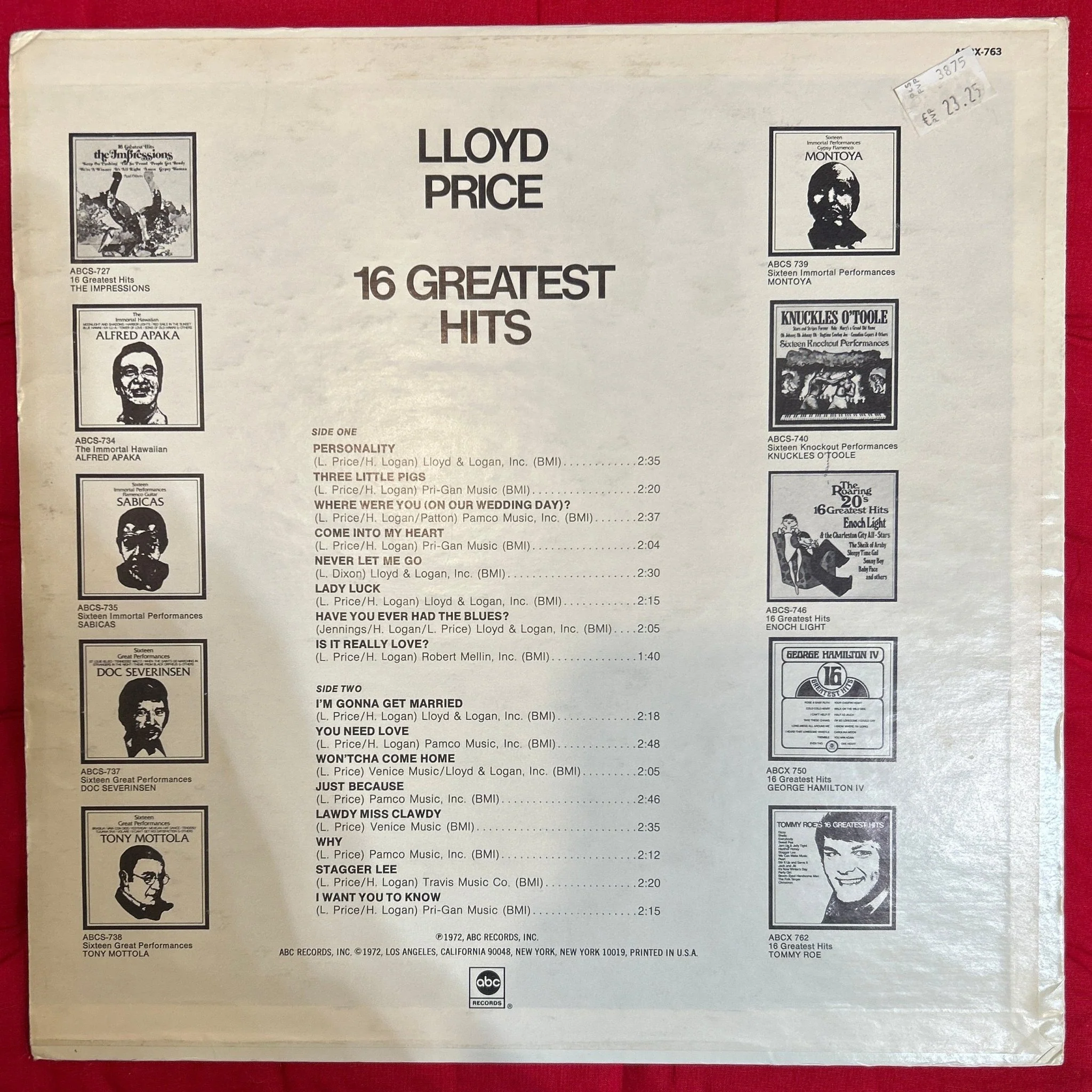 LP Lloyd Price ‎– 16 Greatest Hits Ed. Americana 2ª Mano - Image 2