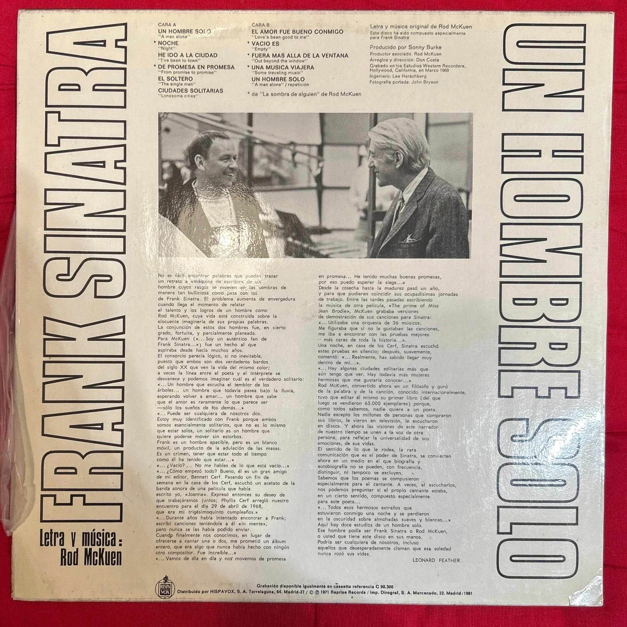 LP Frank Sinatra ‎– Un Hombre Solo 2ª Mano - Image 2