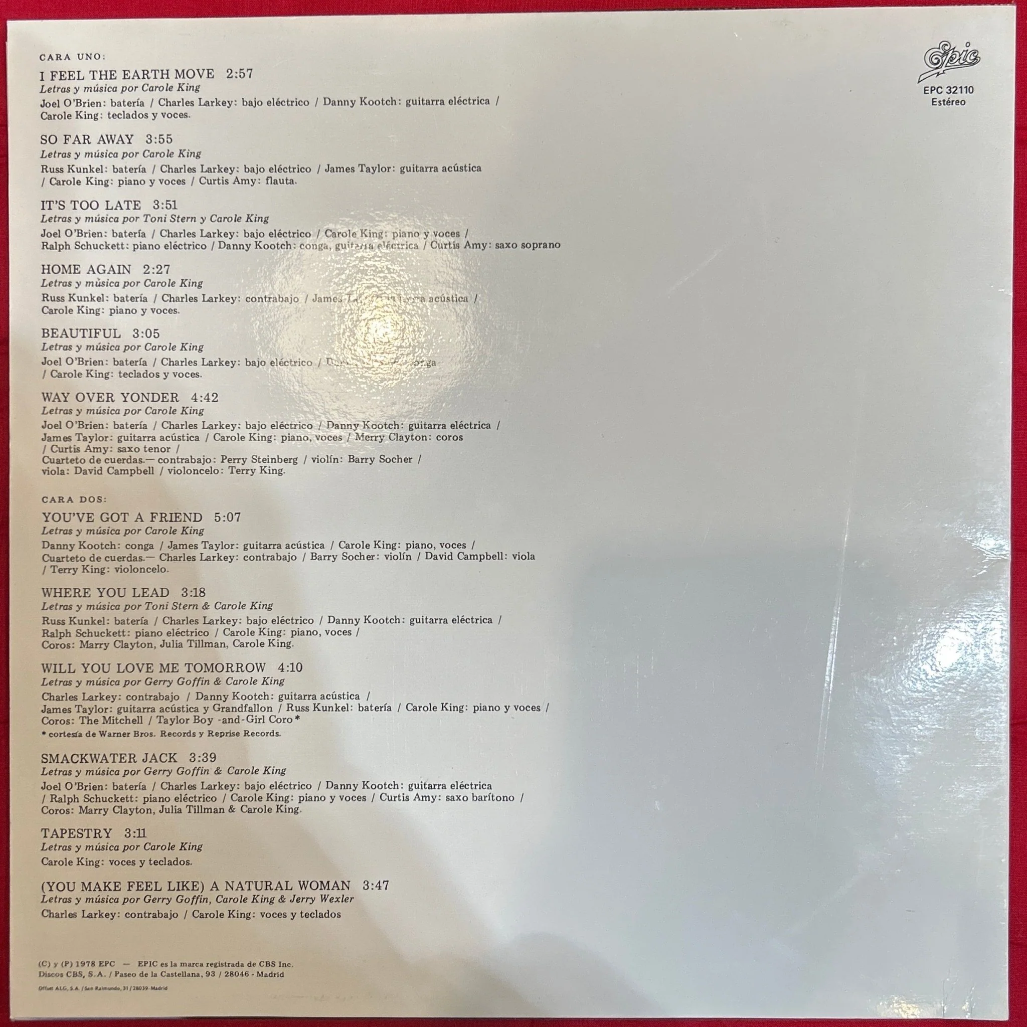 LP Carole King ‎– Tapestry 2ª mano - Image 2