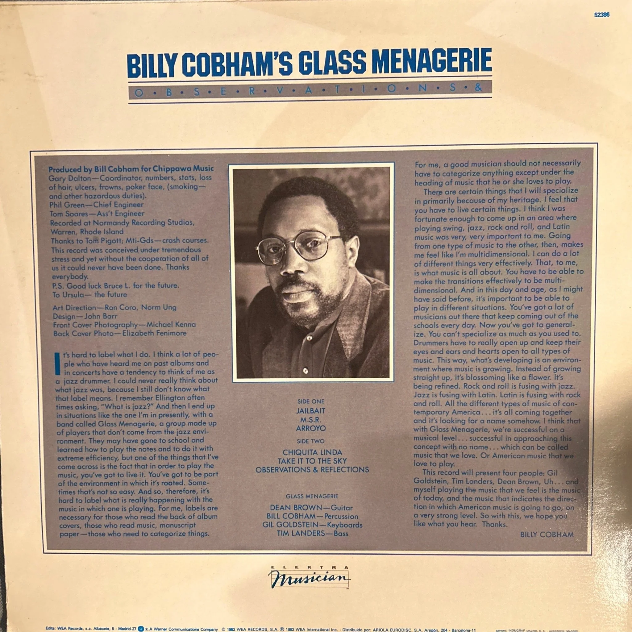 LP Billy Cobham's Glass Menagerie ‎– Observations & 2ª Mano - Image 2