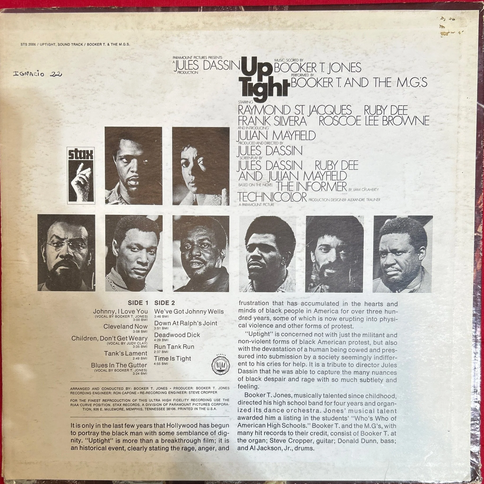 LP Banda Sonora - Booker T. Jones / Booker T. And The M.G.'s ‎– Up Tight  2ª mano - Image 2