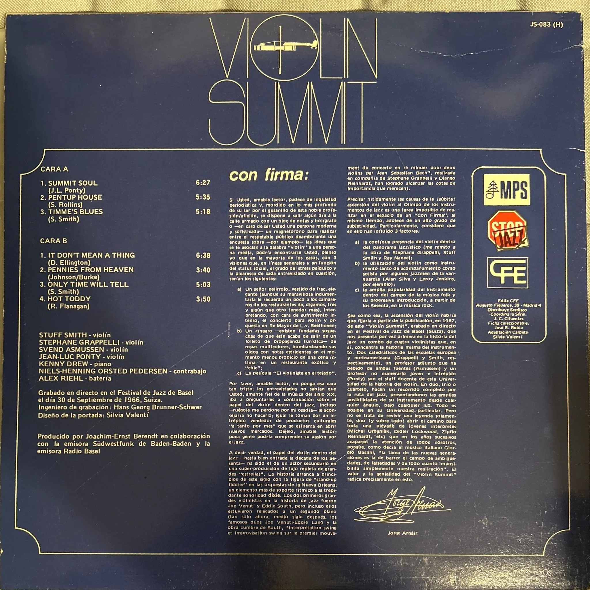 LP Stephane Grappelli / Jean-Luc Ponty, Stuff Smith / Svend Asmussen – Violin-Summit 2ª Mano - Image 2