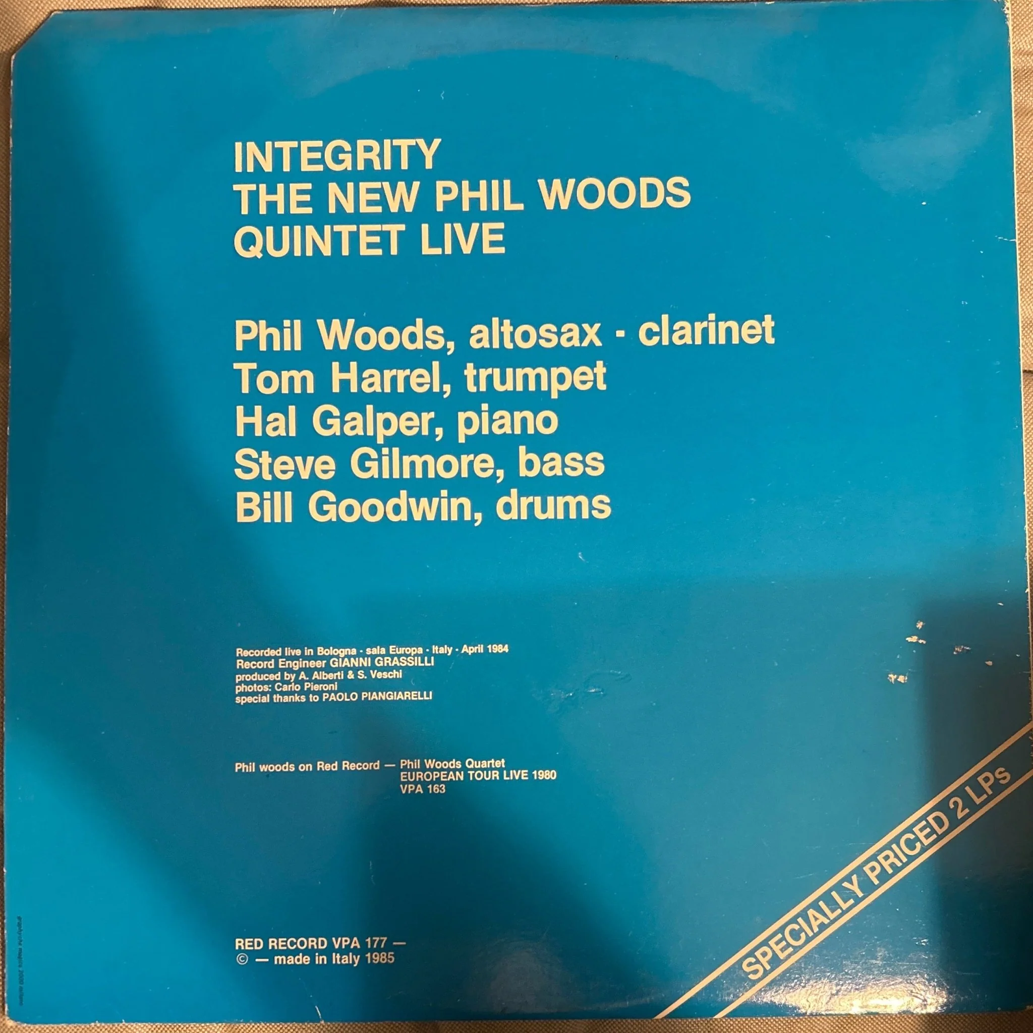 LP The New Phil Woods Quintet ‎– Integrity (The New Phil Woods Quintet Live) 2ª Mano - Image 2