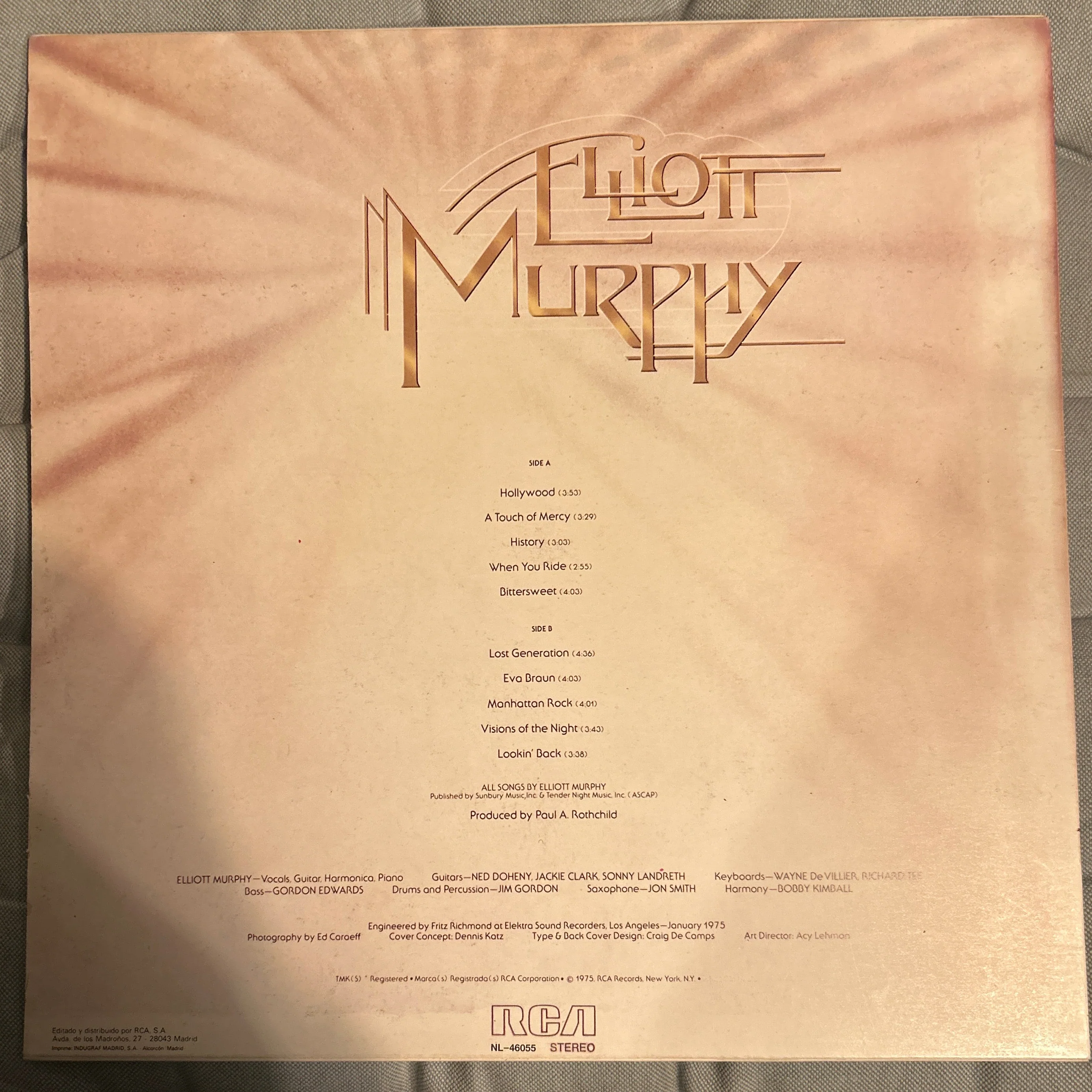 LP Elliott Murphy ‎– Lost Generation 2ª mano - Image 2