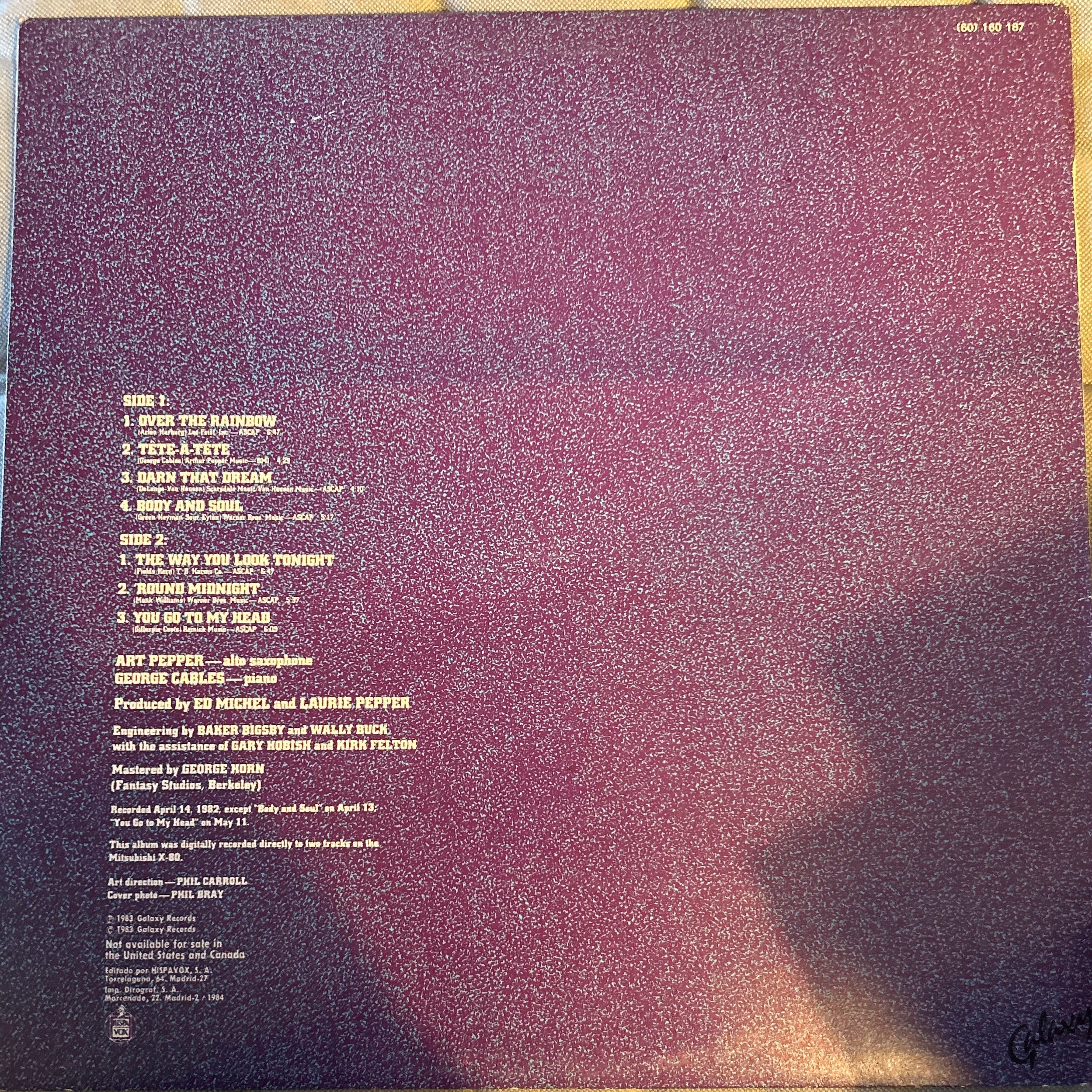 LP Art Pepper & George Cables – Tête-À-Tête 2ª Mano - Image 2