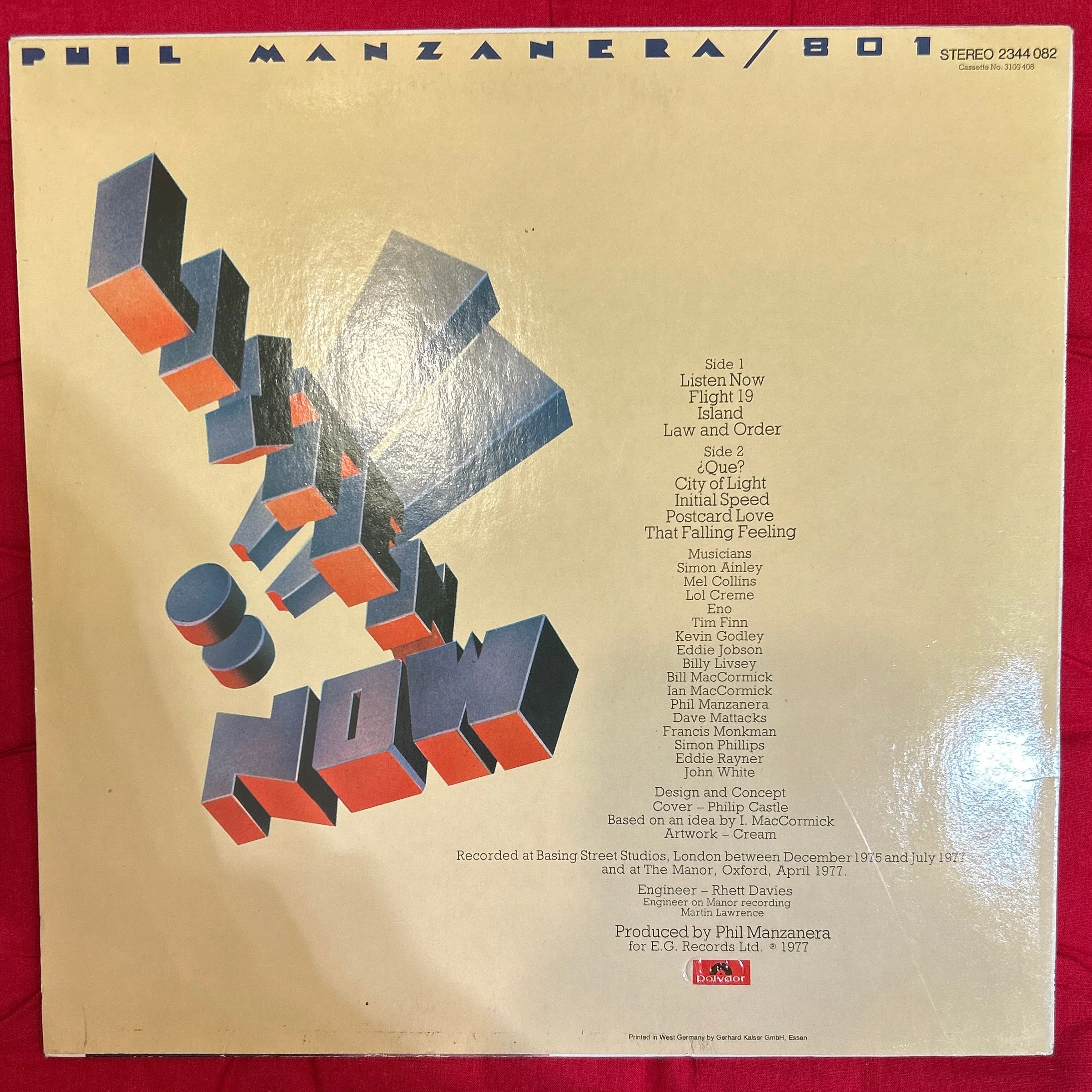 LP Phil Manzanera / 801 ‎– Listen Now 2ª Mano - Image 2