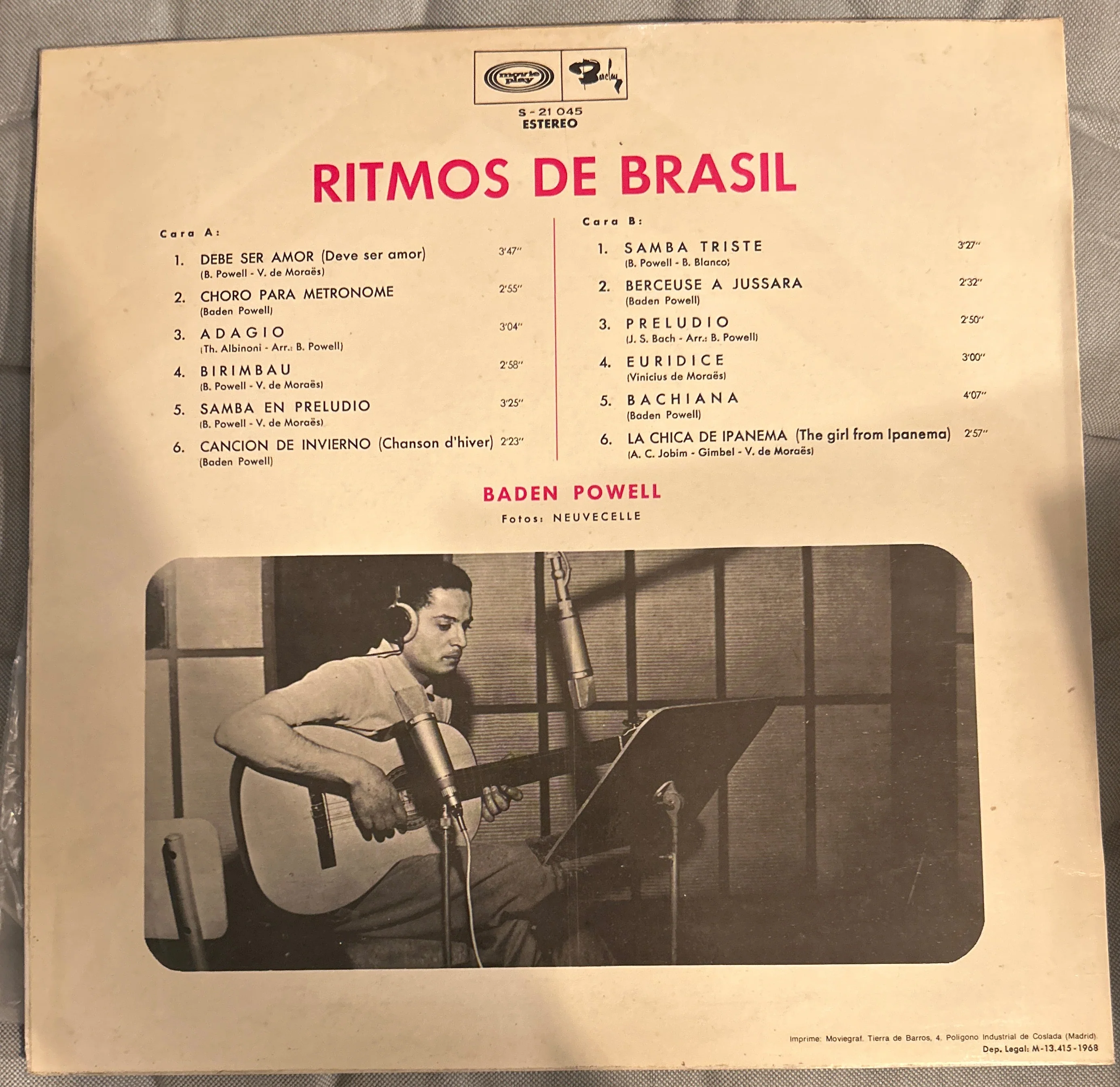 LP Baden Powell ‎– Ritmos de Brasil 2ª Mano - Image 2