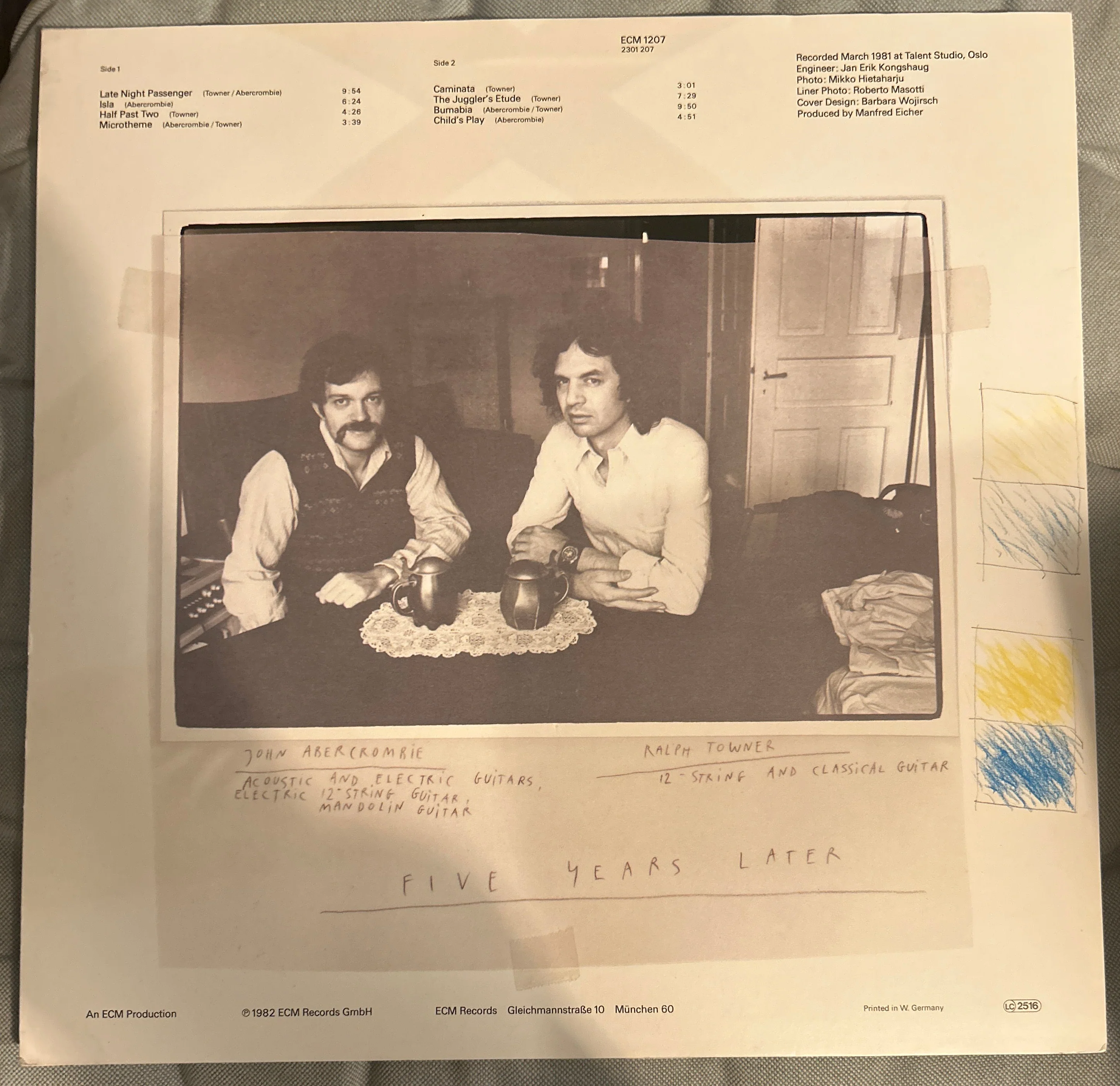 LP Ralph Towner / John Abercrombie ‎– Five Years Later 2ª Mano - Image 2