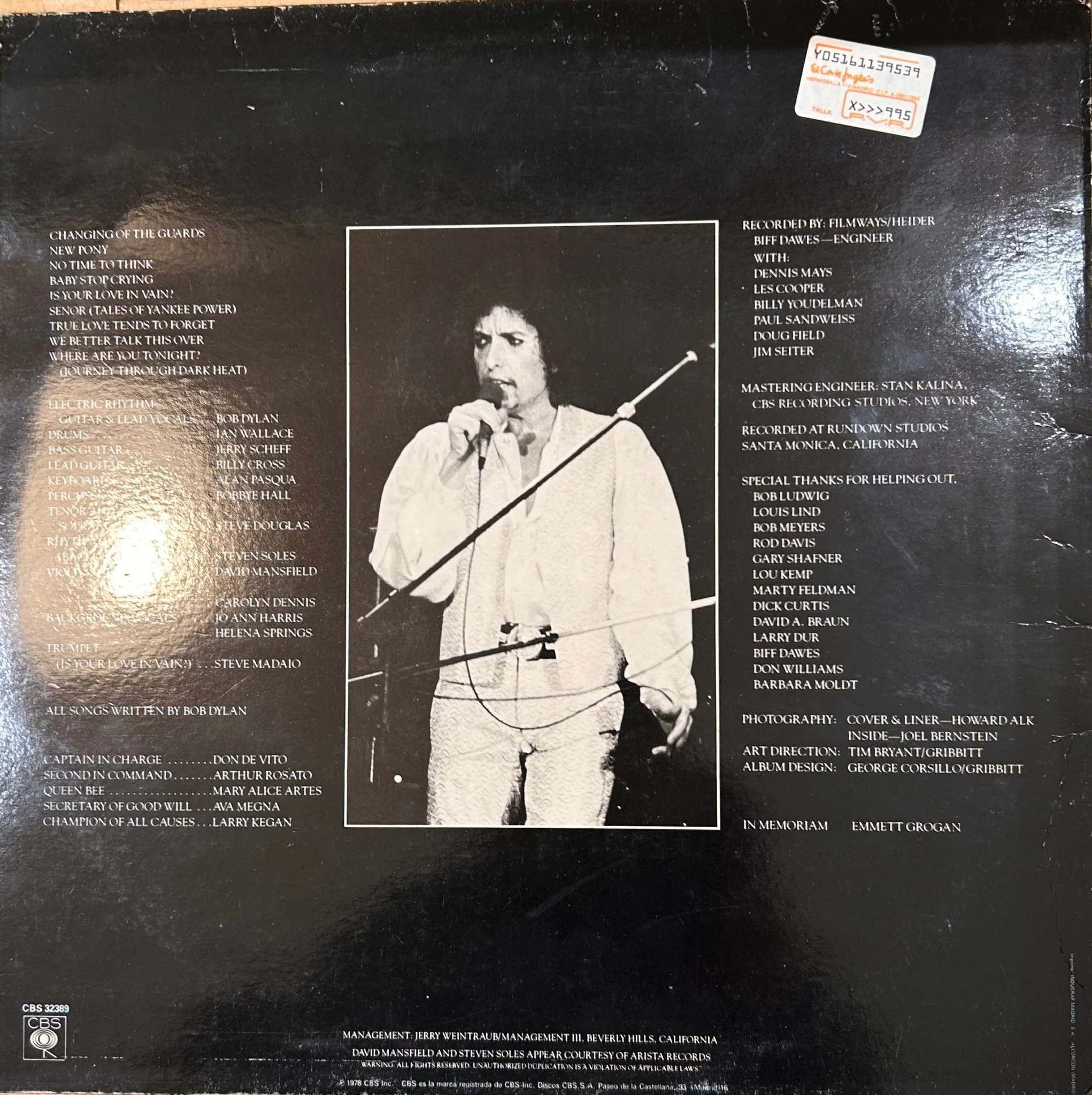 LP Bob Dylan – Street-Legal 2ª Mano - Image 2