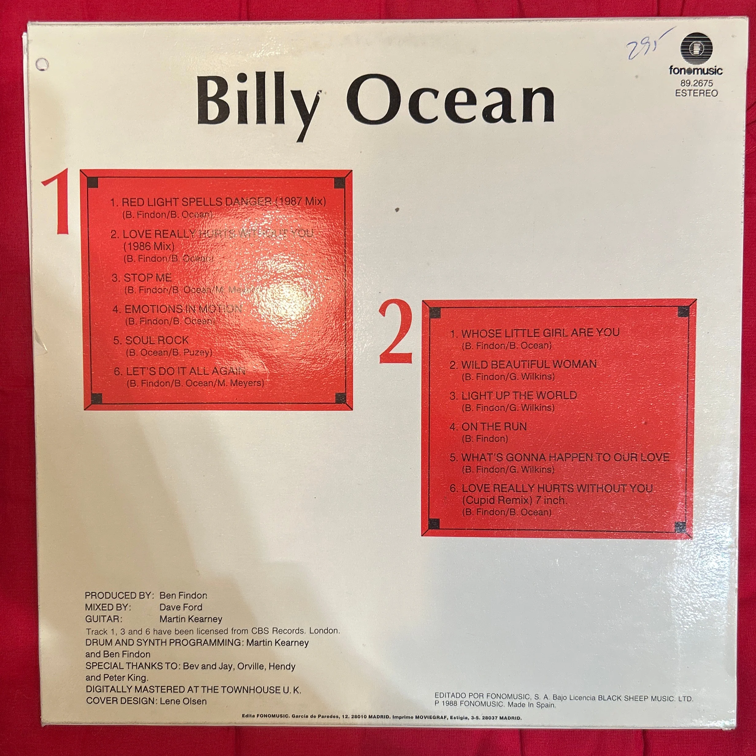 LP Billy Ocean ‎– Red Light 2ª mano - Image 2