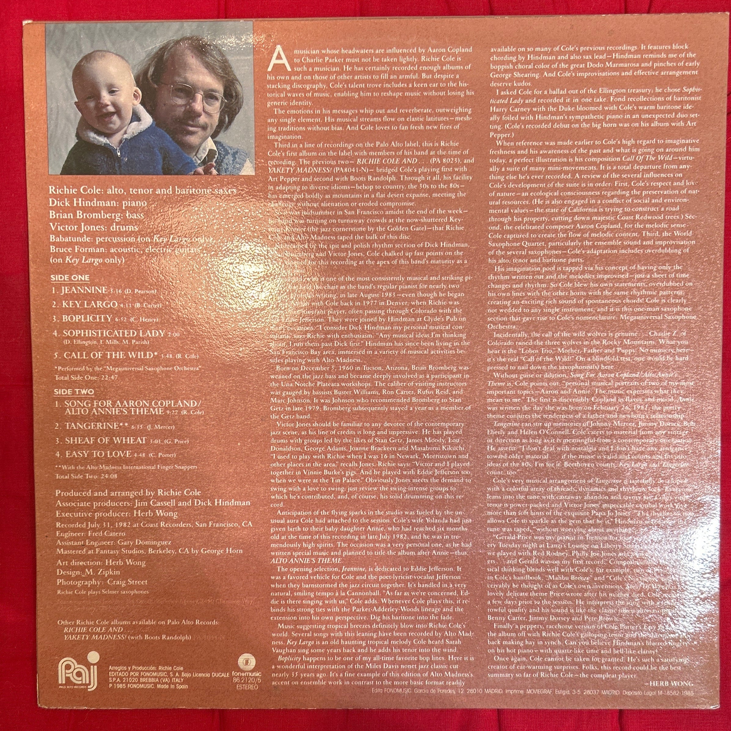 LP Richie Cole ‎– Alto Annie's Theme 2ª Mano - Image 2