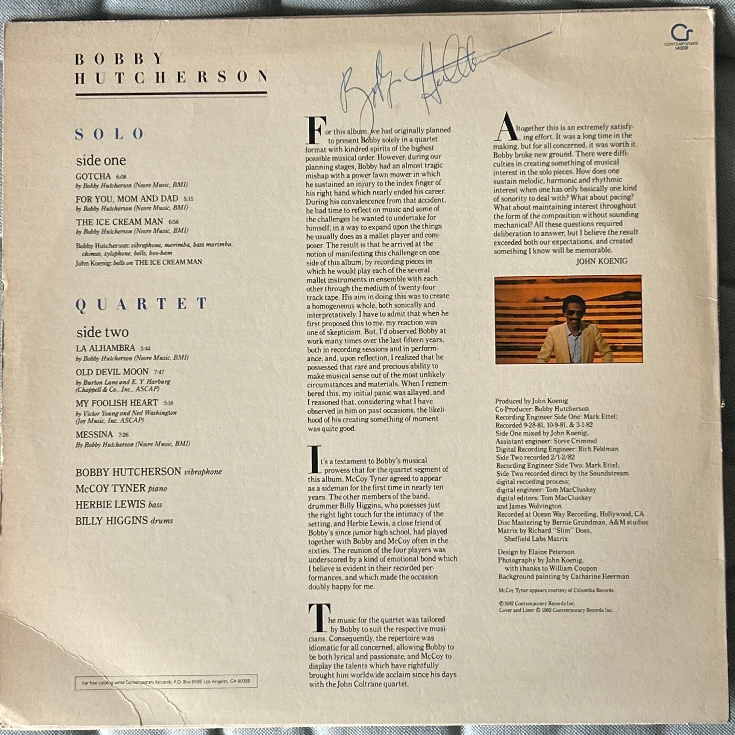 LP Bobby Hutcherson ‎– Solo / Quartet Ed. USA "Firmado" 2ª Mano - Image 2