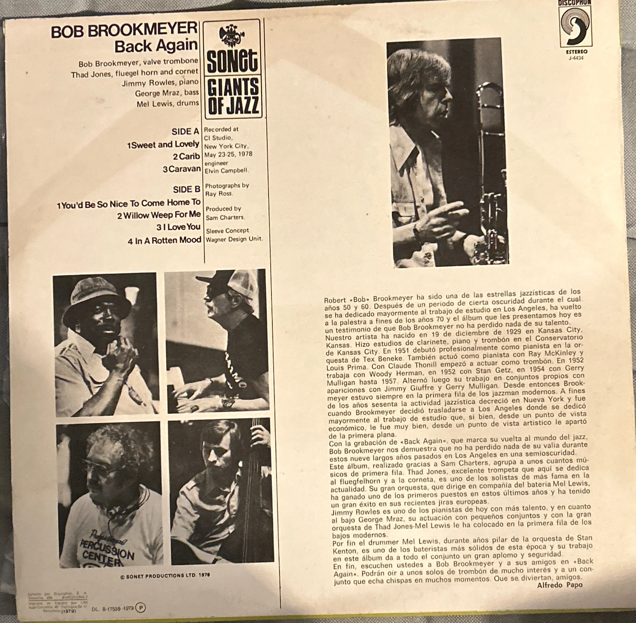 LP Bob Brookmeyer ‎– Back Again 2ª Mano - Image 2