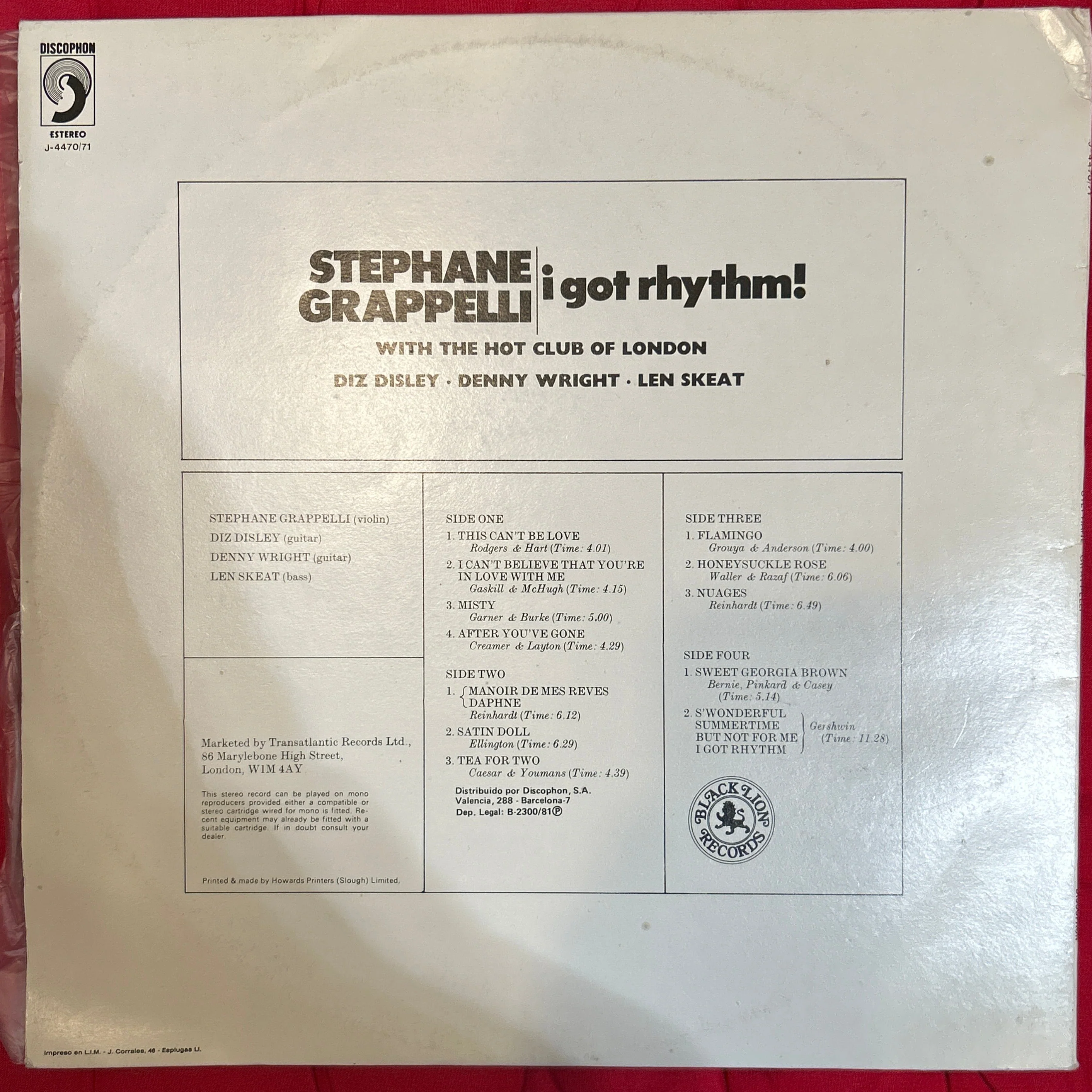 LP Stephane Grappelli With The Hot Club Of London ‎– I Got Rhythm! 2ª Mano - Image 2