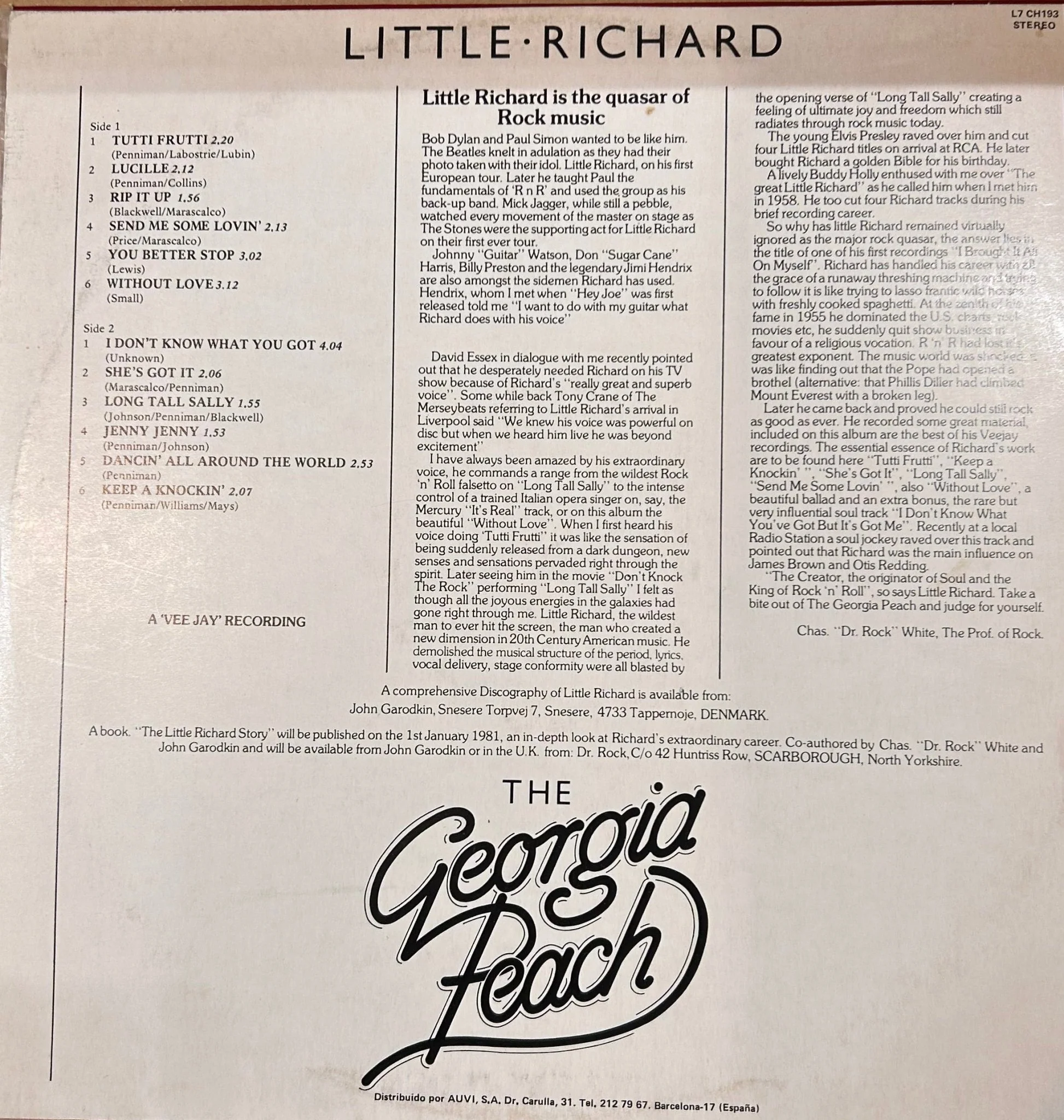 LP Little Richard – The Georgia Peach 2ª Mano - Image 2