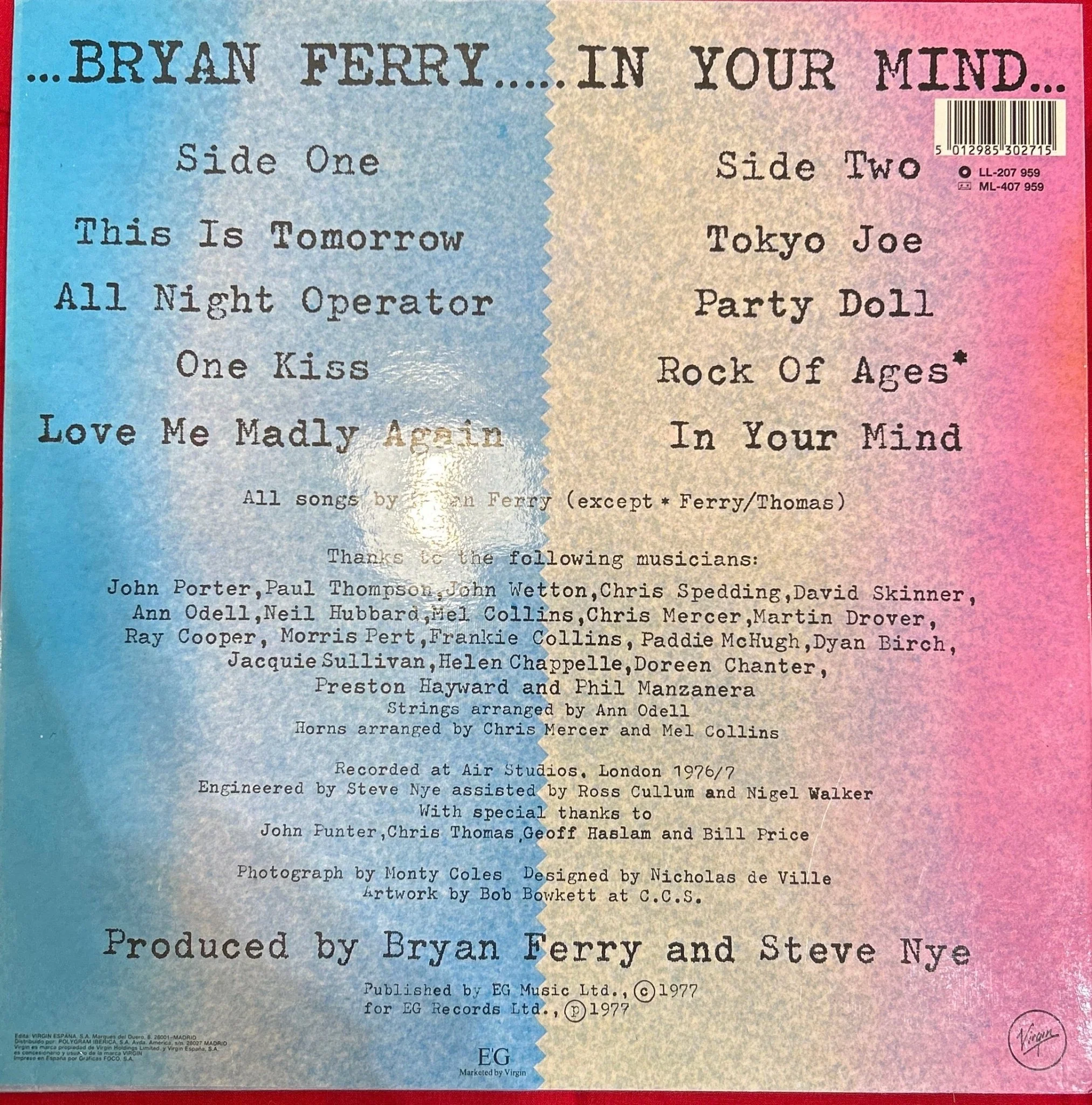LP Bryan Ferry ‎– In Your Mind 2ª Mano - Image 2