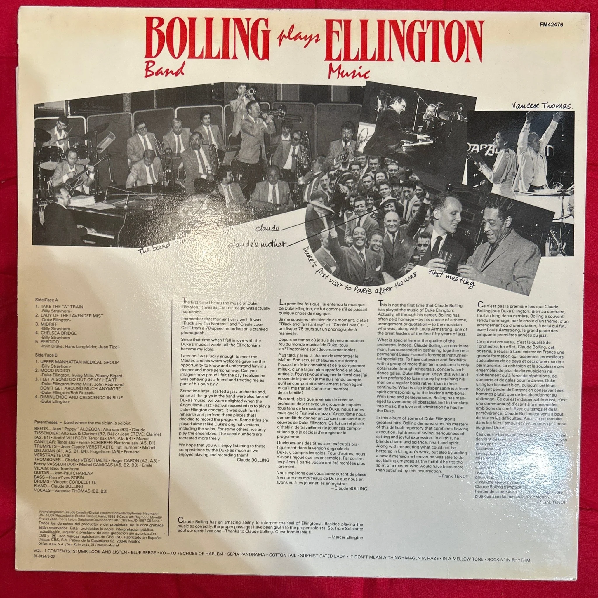 LP Claude Bolling Big Band – Bolling Plays Ellington Vol. II  2ª Mano - Image 2