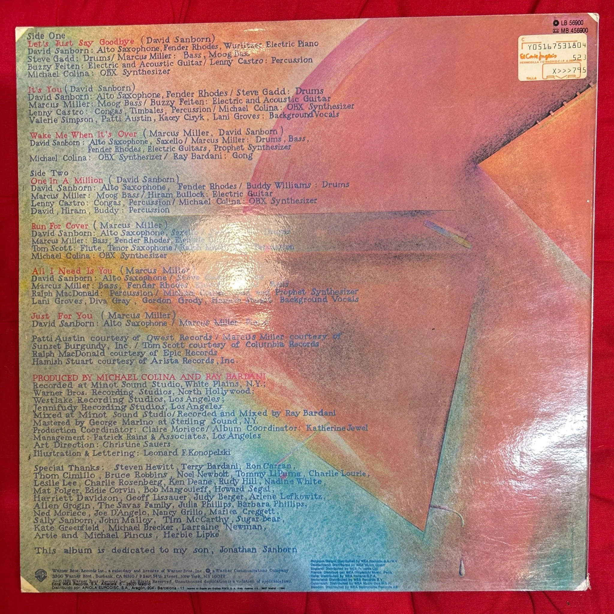 LP David Sanborn ‎– Voyeur 2ª Mano - Image 2