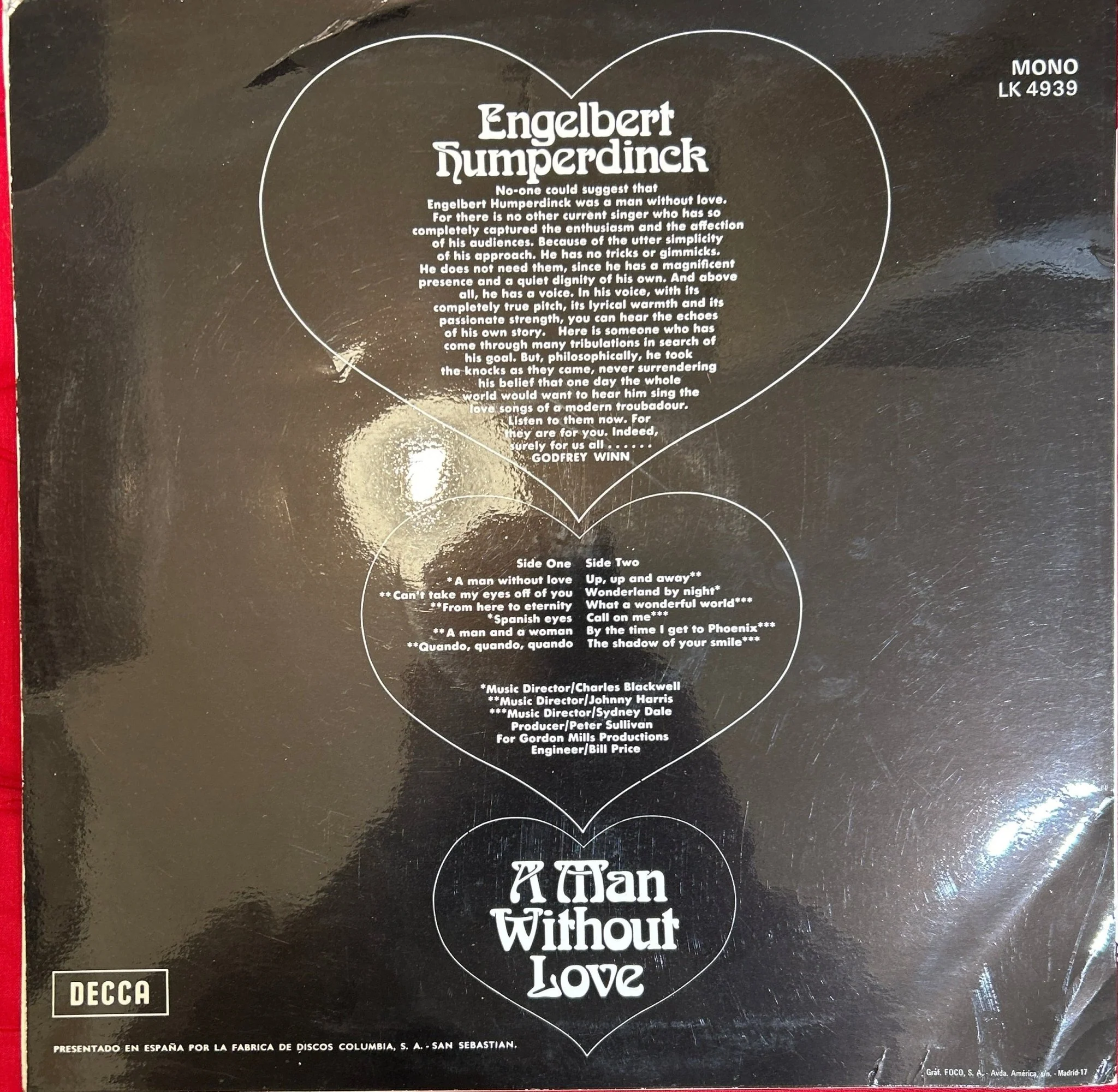 LP Engelbert Humperdinck ‎– A Man Without Love 2ª Mano (Producto exclusivo recogida en tienda) - Image 2