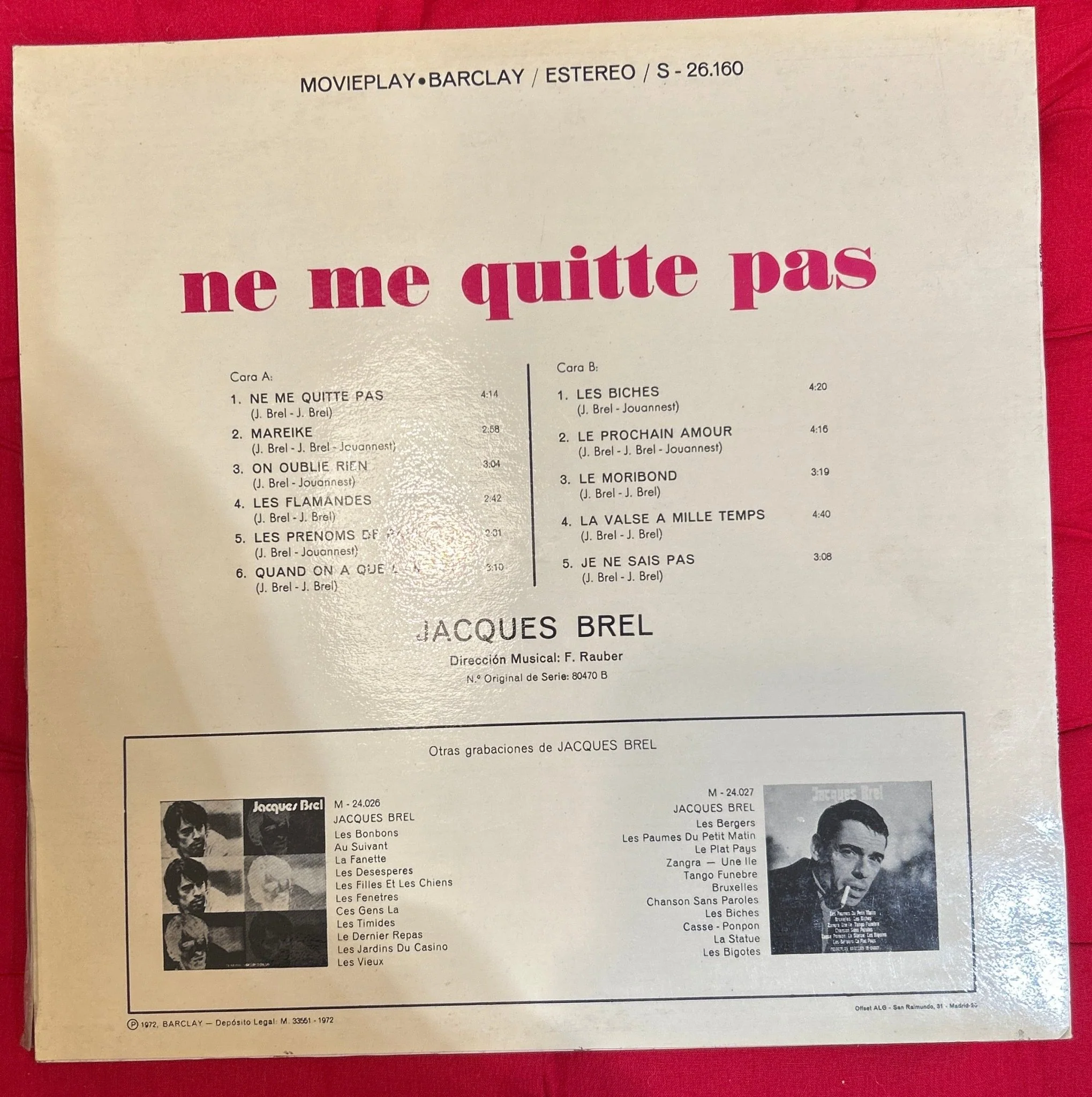 LP Jacques Brel – Ne Me Quitte Pas 2ª Mano (Producto exclusivo recogida en tienda) - Image 2
