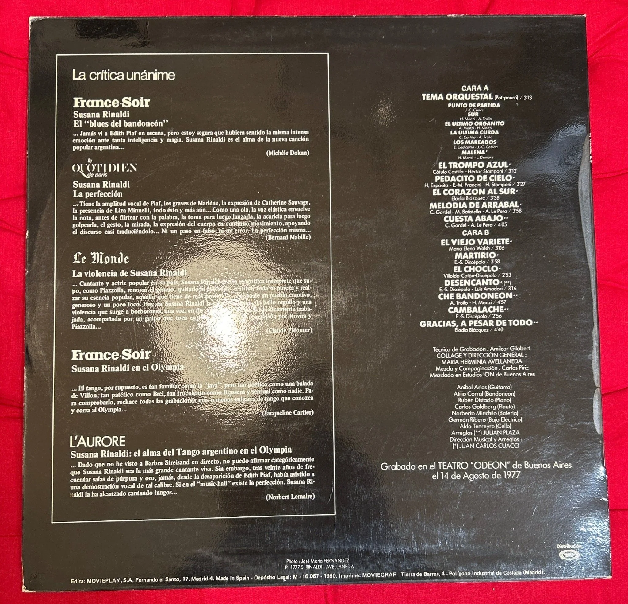 LP Susana Rinaldi ‎– Tango Vivo  2ª Mano (Producto exclusivo recogida en tienda) - Image 2
