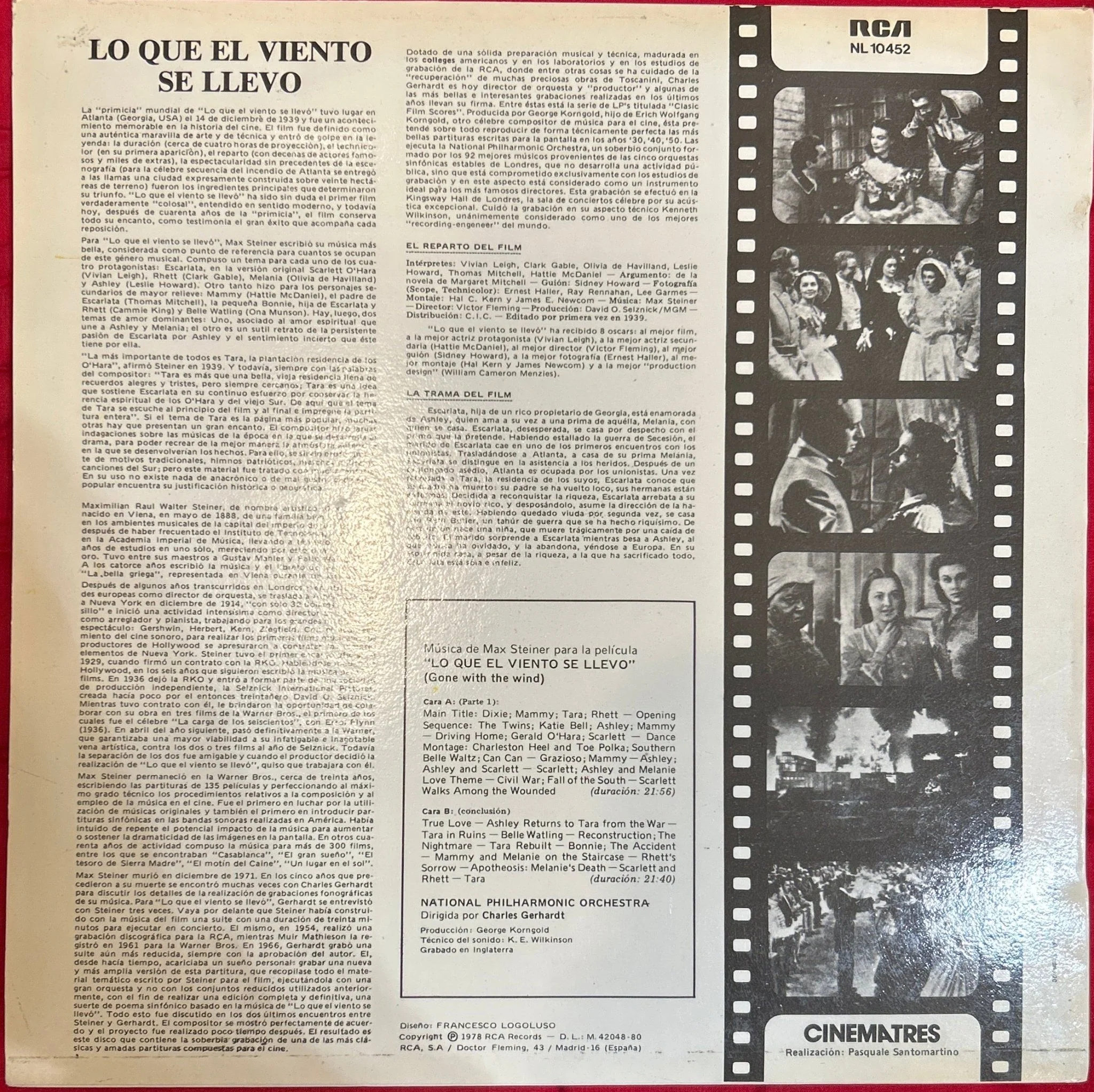 LP Banda Sonora - Max Steiner, Charles Gerhardt, National Philharmonic Orchestra ‎– Lo Que El Viento Se Llevó (Gone With The Wind)  2ª Mano  (Producto exclusivo recogida en tienda) - Image 2