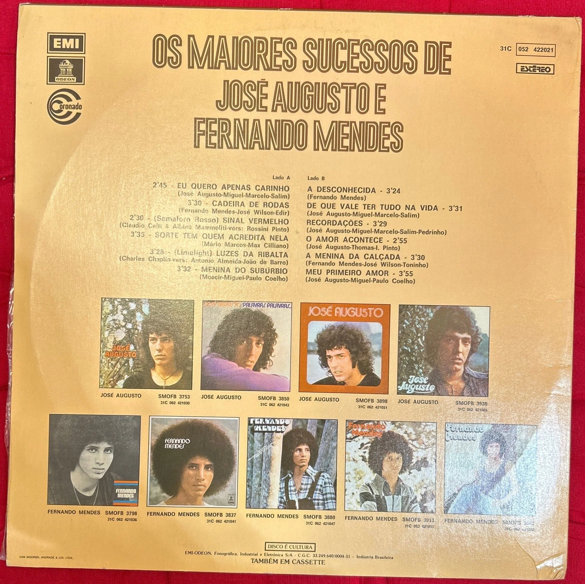 LP José Augusto / Fernando Mendes ‎– Os Maiores Sucessos De José Augusto E Fernando Mendes Ed. Brasileña 2ª Mano - Image 2