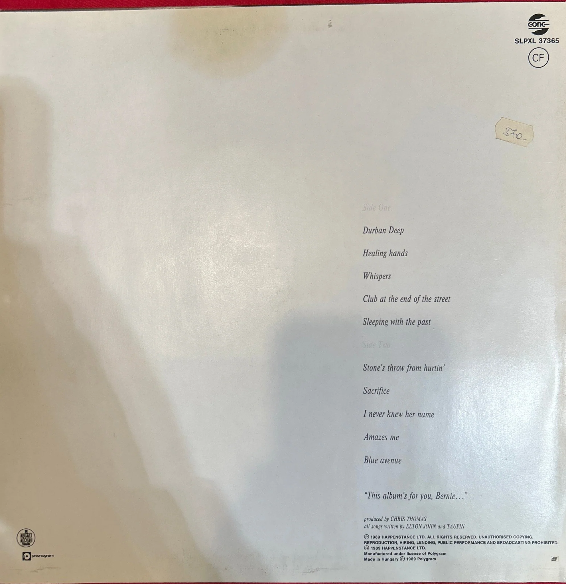 LP Elton John ‎– Sleeping With The Past Ed. Hungara 2ª Mano - Image 2