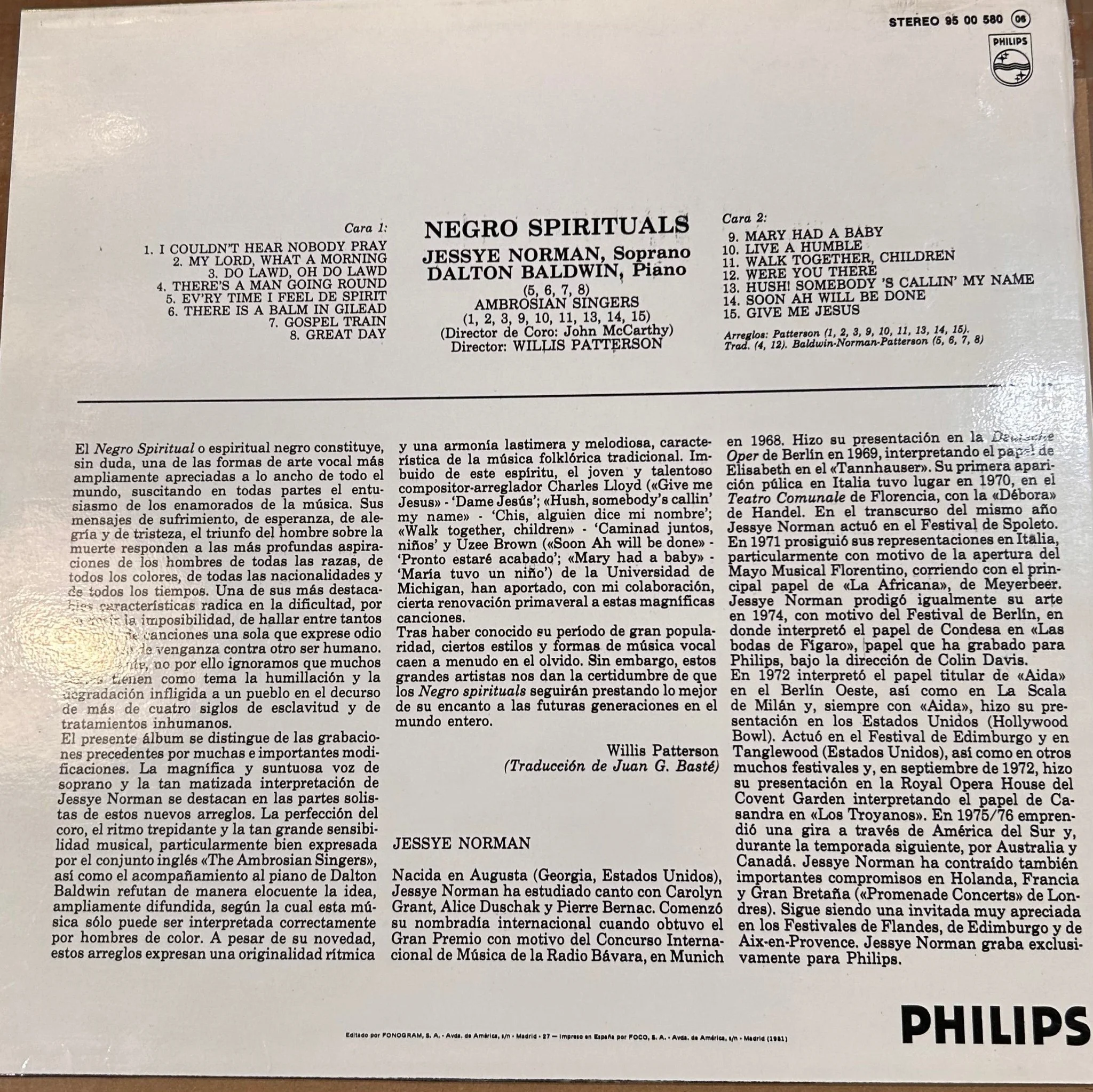 LP Jessye Norman ‎– Negro Spirituals Nuevo precintado - Image 2