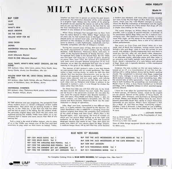 LP Milt Jackson With John Lewis, Percy Heath, Kenny Clarke, Lou Donaldson And The Thelonious Monk Quintet – Milt Jackson With John Lewis, Percy Heath, Kenny Clarke, Lou Donaldson And The Thelonious Monk Quintet Nuevo precintado - Image 2