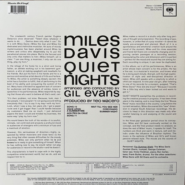 LP Miles Davis ‎– Quiet Nights Nuevo precintado - Image 2
