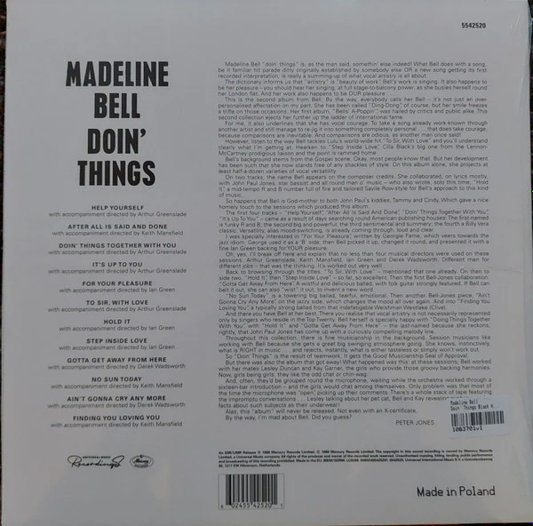 LP Madeline Bell – Doin' Things Nuevo precintado - Image 2