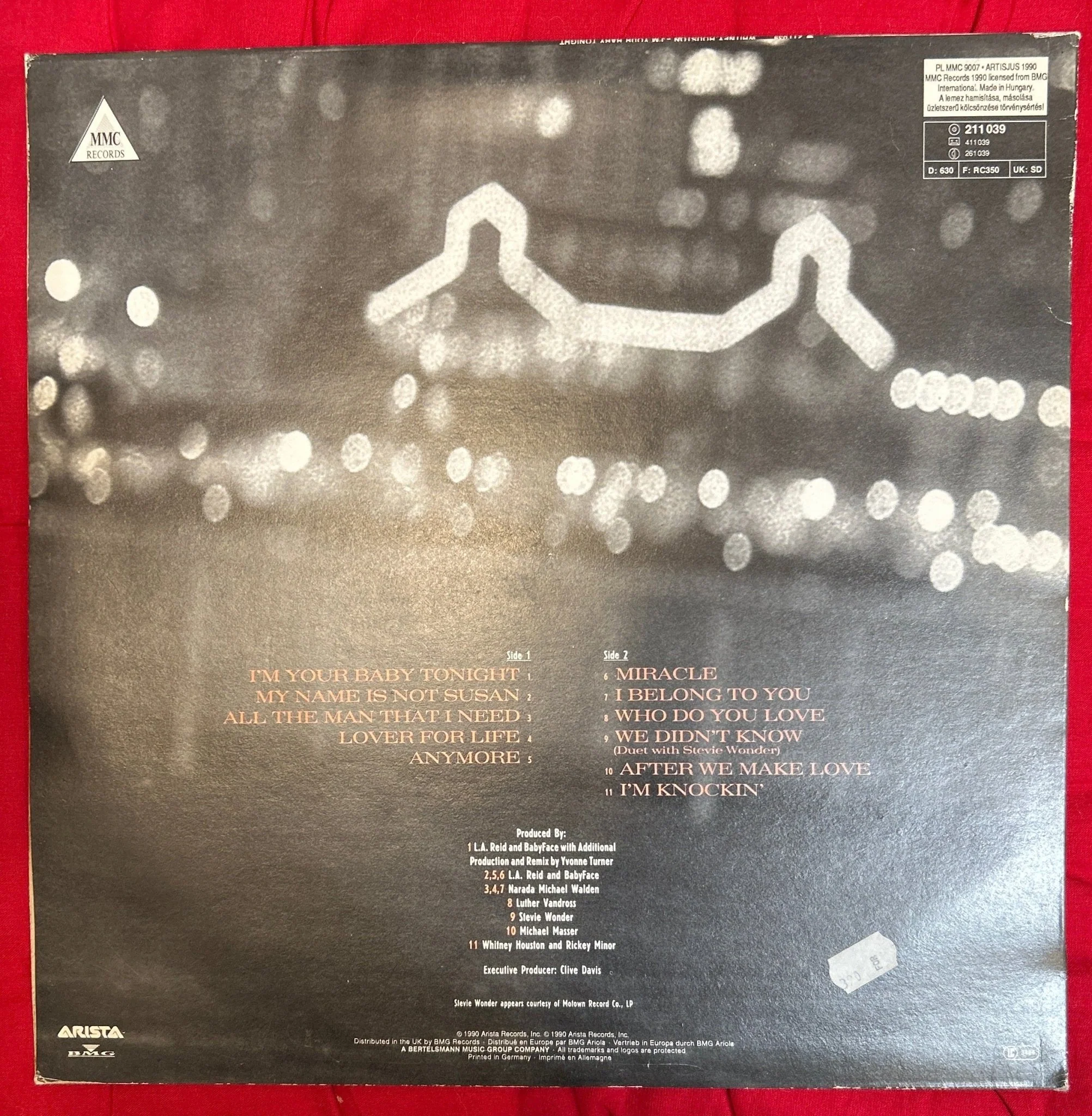 LP Whitney Houston ‎– I'm Your Baby Tonight Ed. Hungara 2ª Mano - Image 2