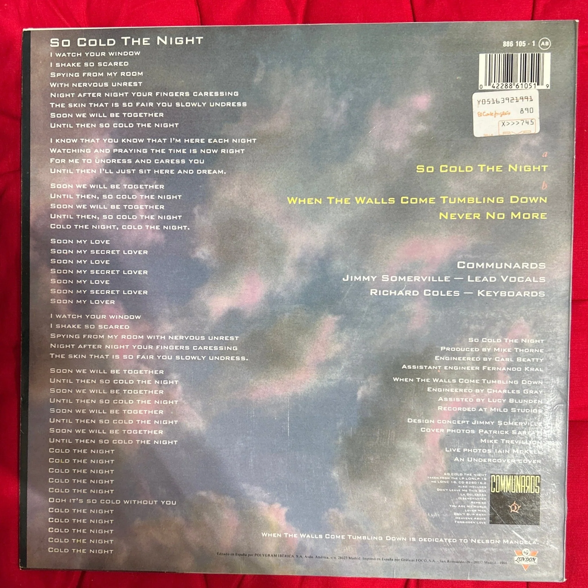 MAXISINGLE Communards ‎– So Cold The Night 2ª Mano (Producto exclusivo recogida en tienda) - Image 2