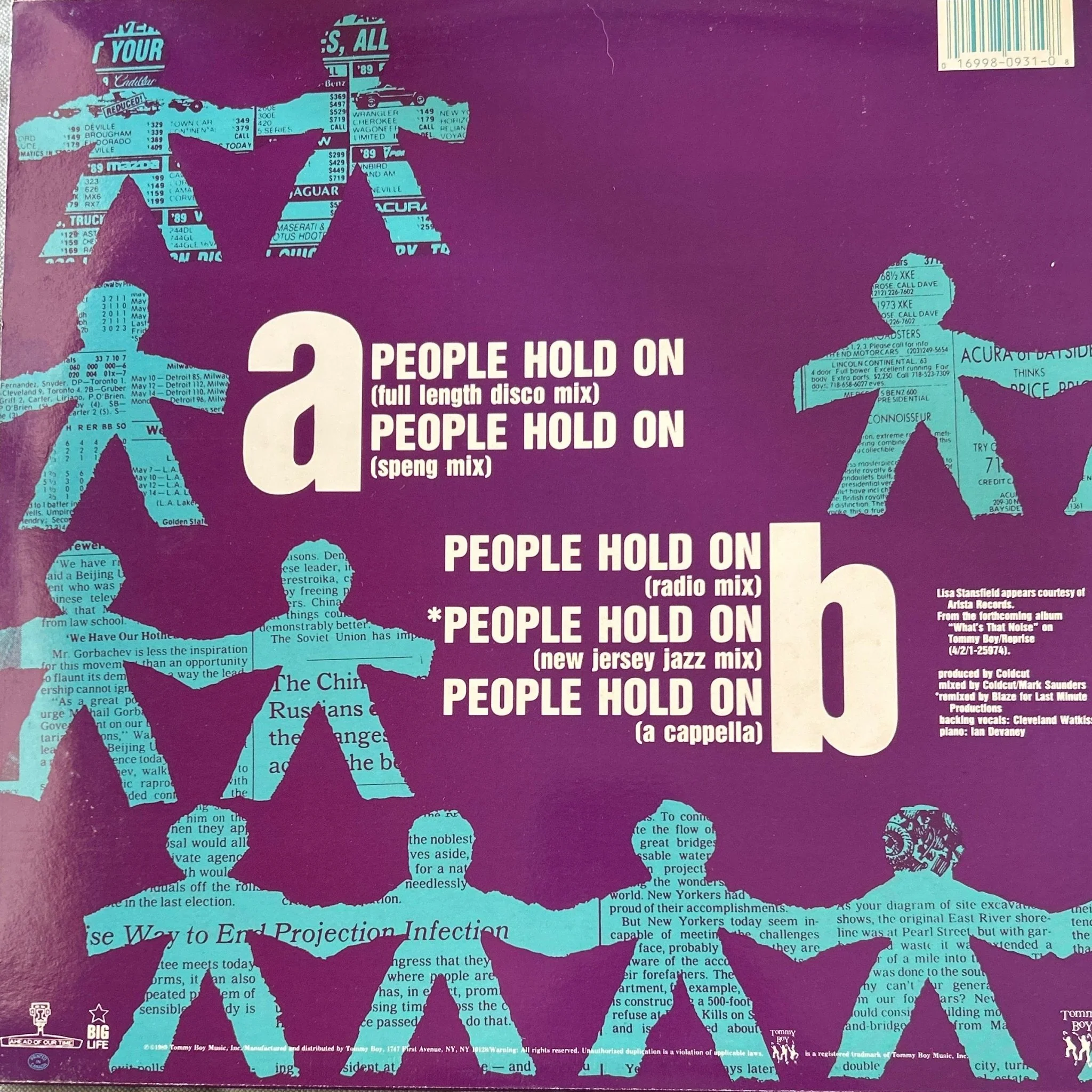 MAXISINGLE Coldcut Featuring Lisa Stansfield ‎– People Hold On 2ª Mano - Image 2