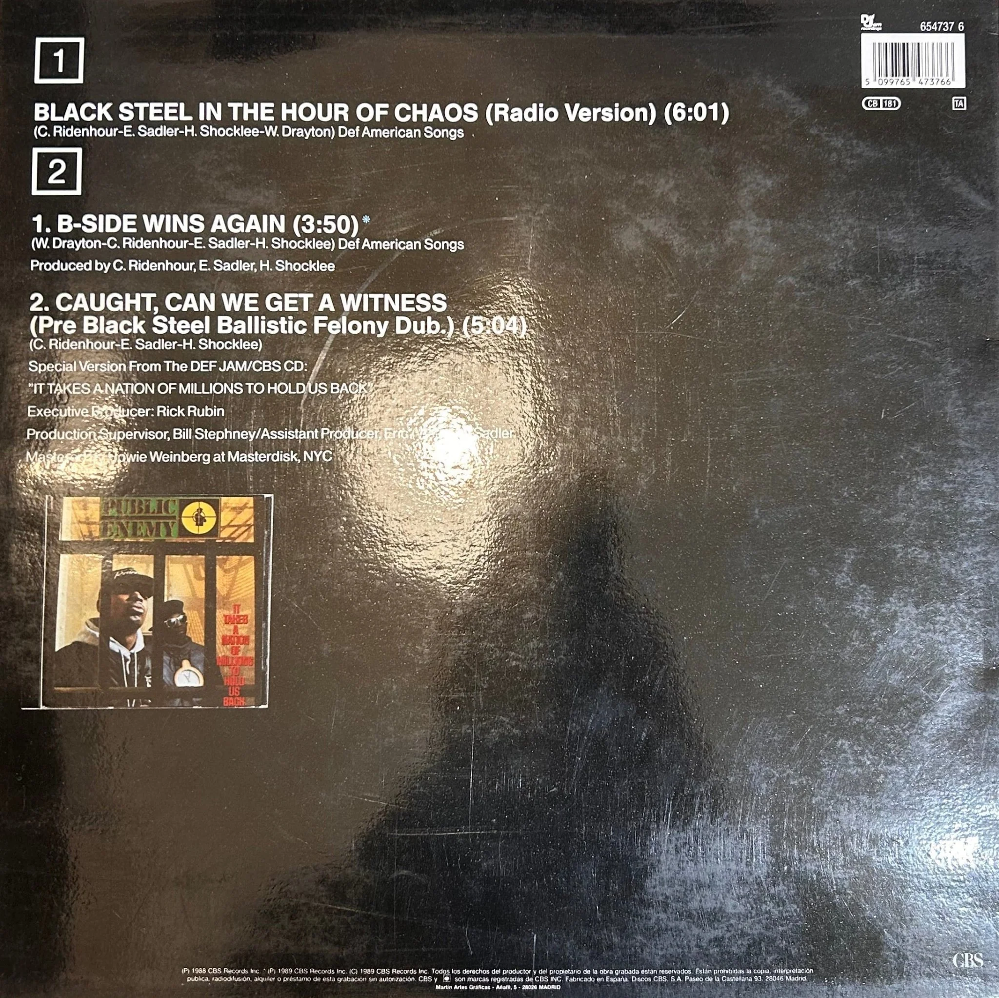 MAXISINGLE Public Enemy ‎– Black Steel In The Hour Of Chaos 2ª Mano - Image 2