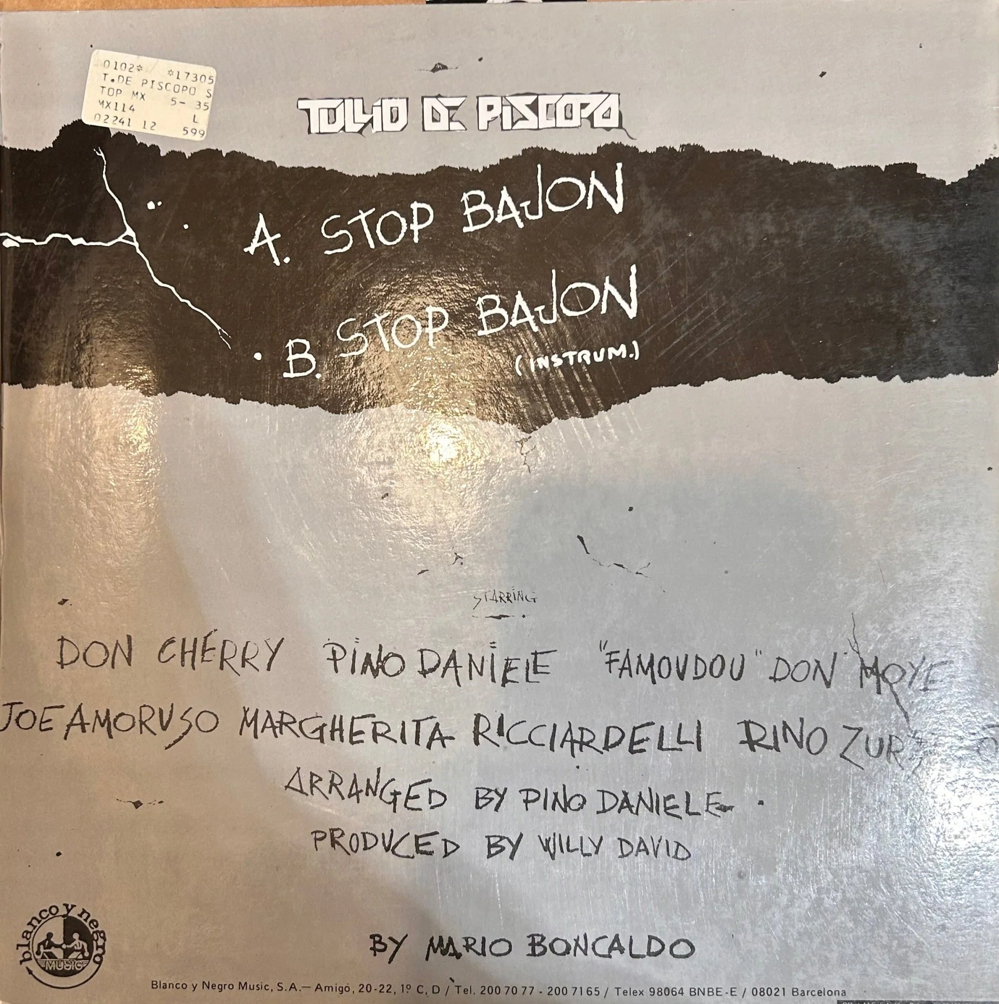 MAXISINGLE Tullio De Piscopo ‎– Stop Bajon (Primavera) 2ª Mano (Producto exclusivo recogida en tienda) - Image 2