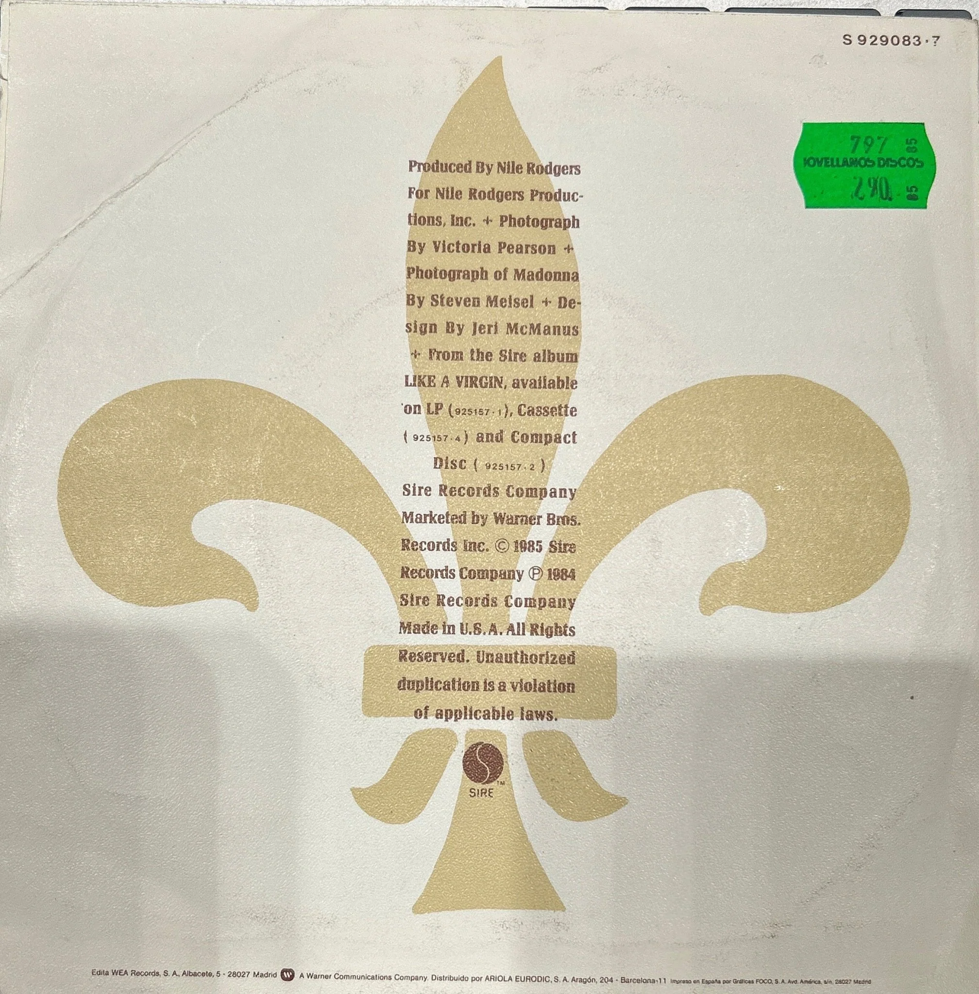 SINGLE Madonna ‎– Material Girl 2ª mano  (Producto exclusivo recogida en tienda) - Image 2