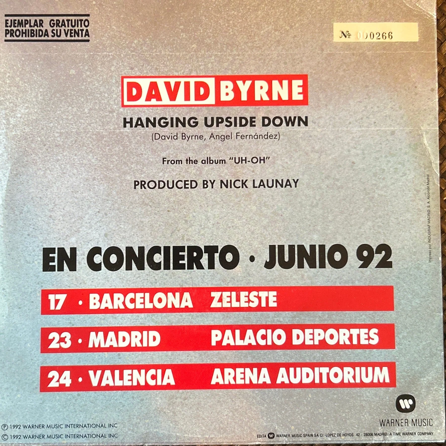 SINGLE David Byrne ‎– Hanging Upside Down 2ª Mano - Image 2