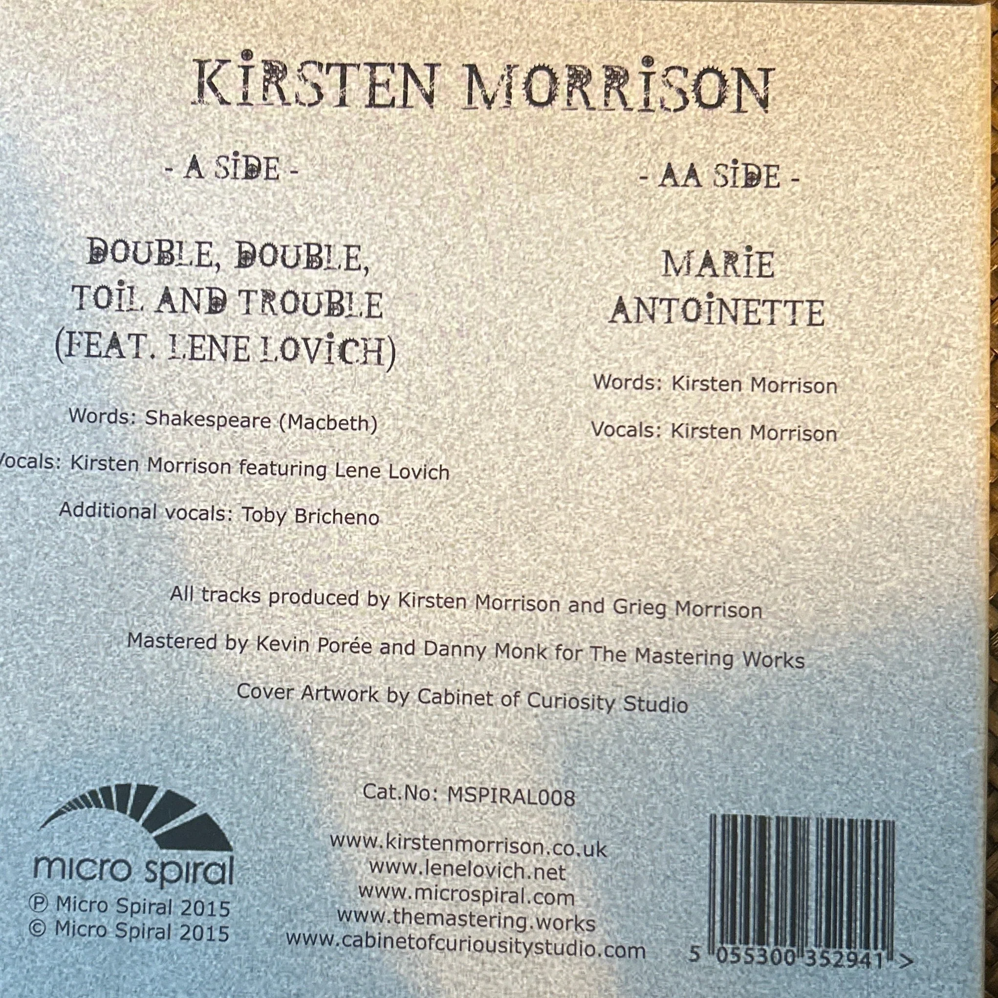 SINGLE Kirsten Morrison – Double, Double, Toil And Trouble 2ª Mano - Image 2