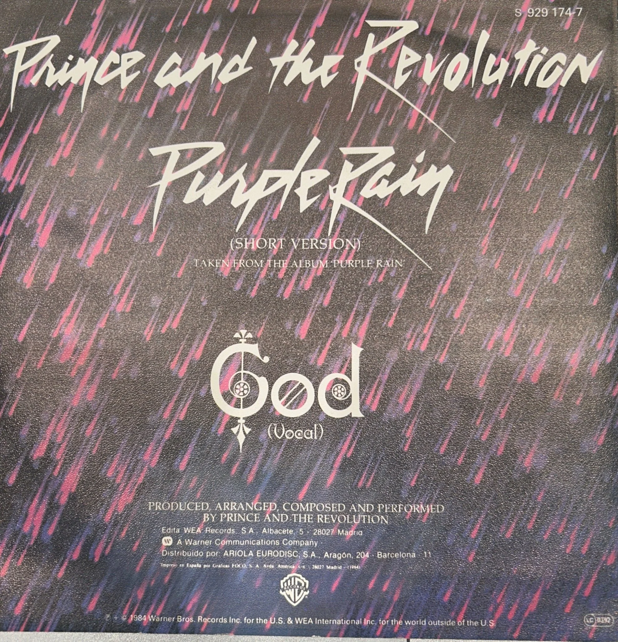 SINGLE Prince And The Revolution ‎– Purple Rain 2ª mano - Image 2