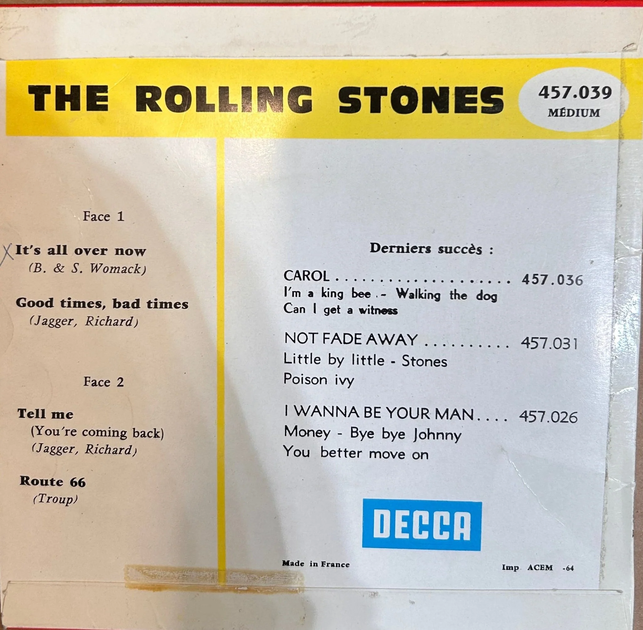 SINGLE The Rolling Stones ‎– It's All Over Now 2ª Mano - Image 2