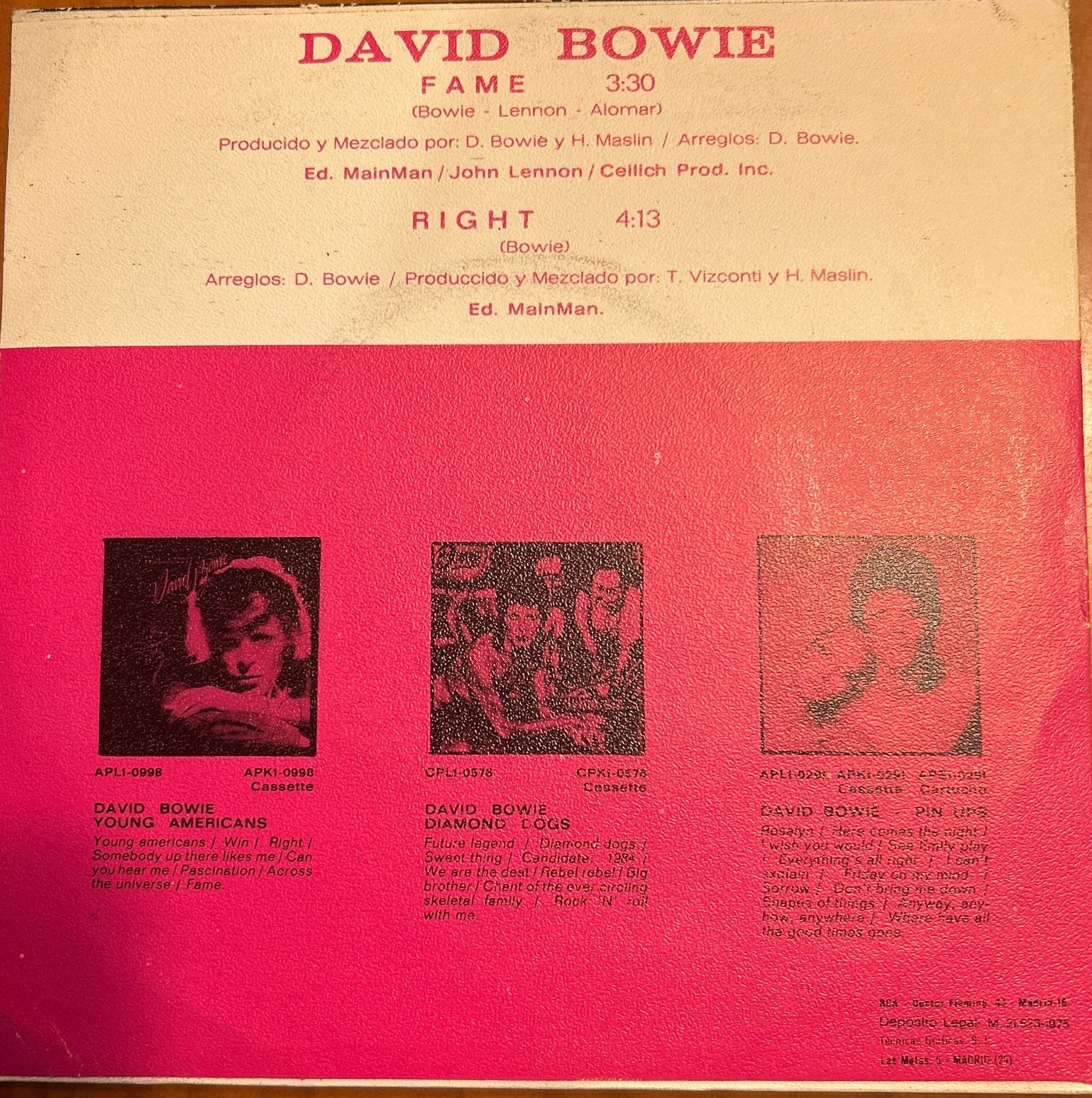 SINGLE David Bowie ‎– Fame 2ª Mano - Image 2