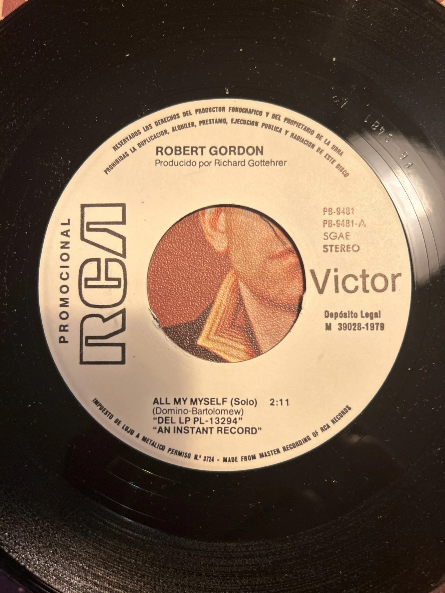 SINGLE Robert Gordon ‎– All By Myself = Solo) / Love My Baby = Quiero A Mi Nena 2ª Mano - Image 3