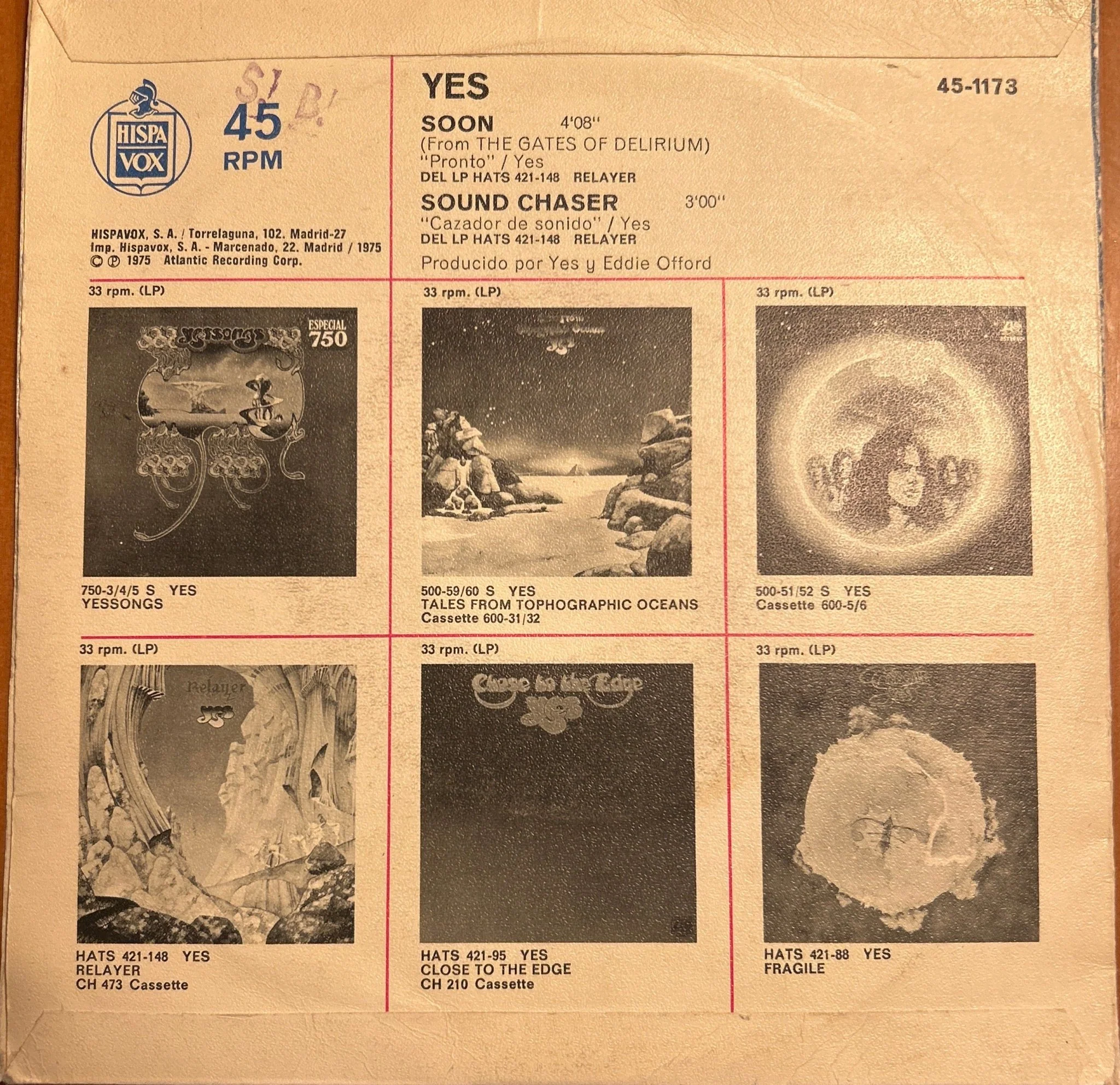 SINGLE Yes ‎– Soon 2ª Mano - Image 2