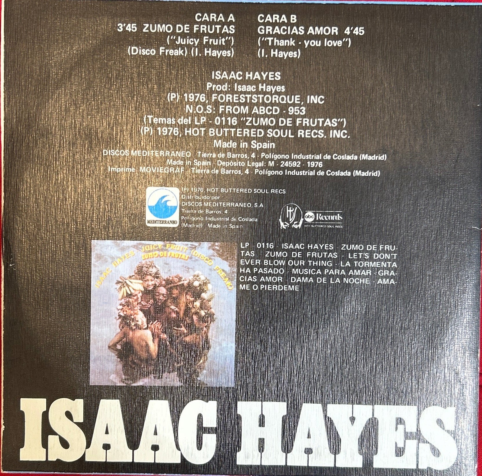 SINGLE Isaac Hayes – Zumo De Frutas 2ª Mano - Image 2